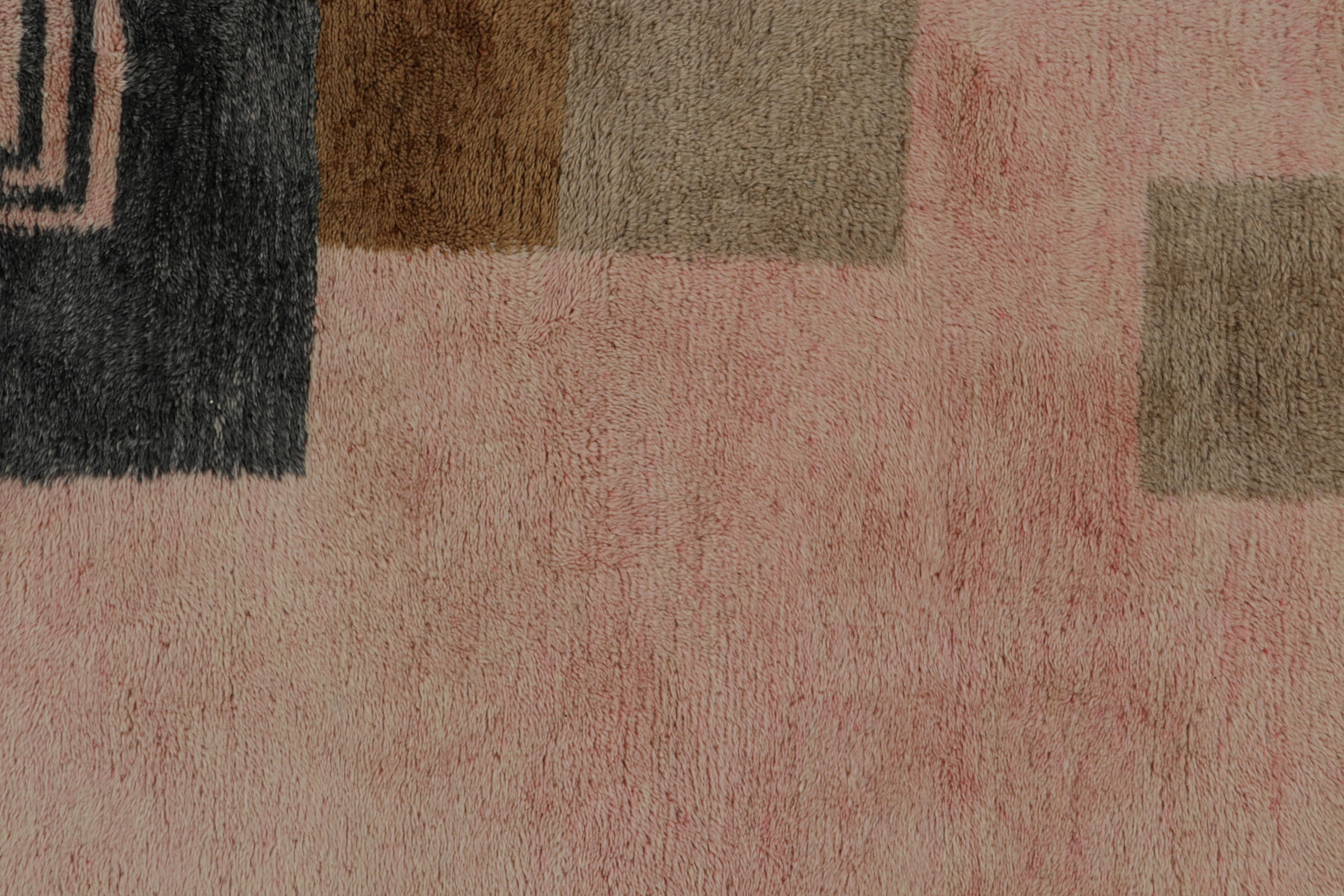 Contemporary Rug & Kilim’s Moroccan Rug in Pink with Art Deco style Geometric Patterns For Sale