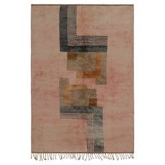 Rug & Kilim’s Moroccan Rug in Pink with Art Deco style Geometric Patterns