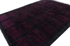 Rug & Kilim’s Moroccan Rug in Purple and Blue with High-Low Geometric Pattern