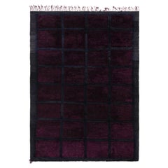 Rug & Kilim’s Moroccan Rug in Purple and Blue with High-Low Geometric Pattern