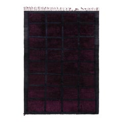 Rug & Kilim’s Moroccan Rug in Purple and Blue with High-Low Geometric Pattern