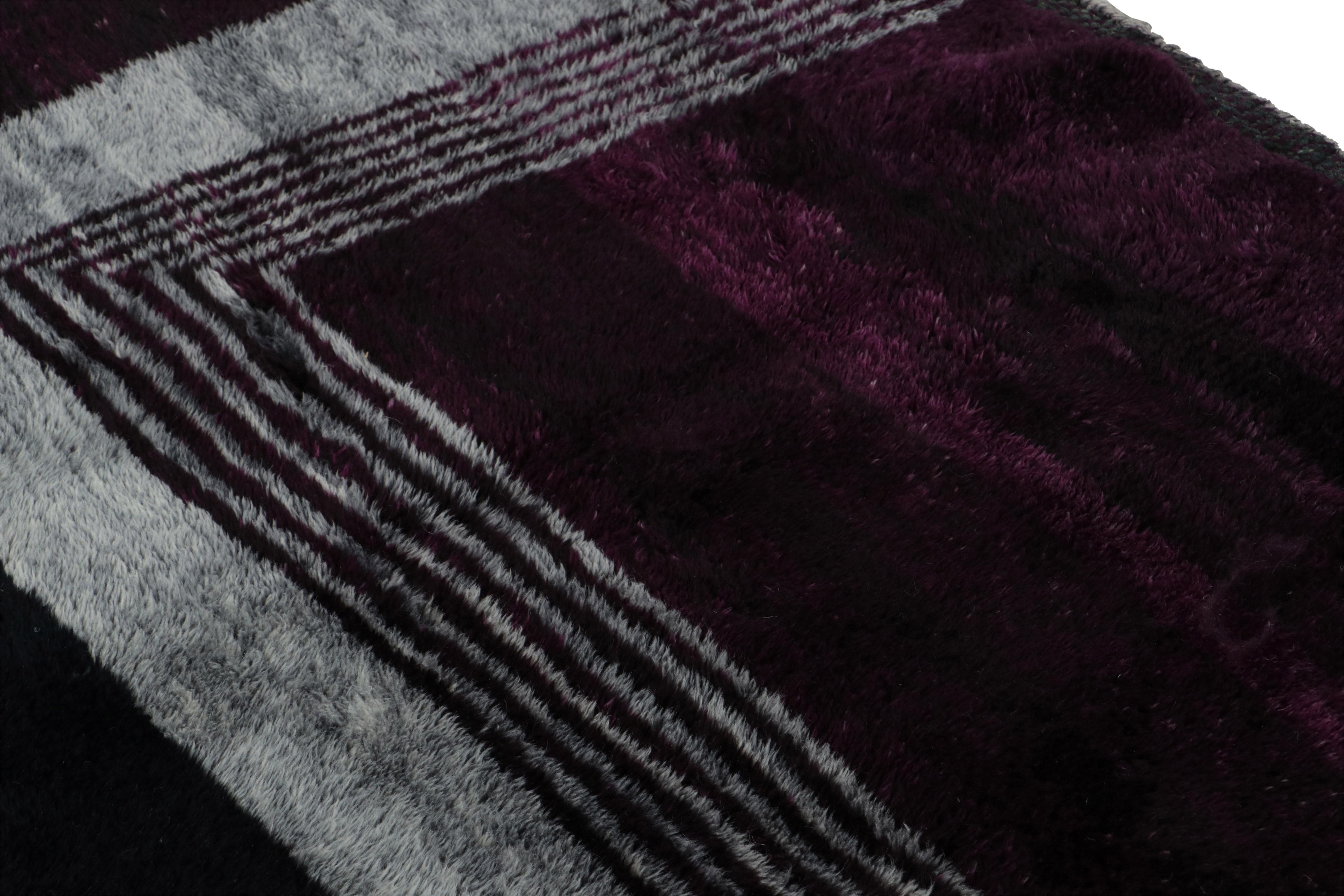 Rug & Kilim’s Moroccan Rug in Purple with Art Deco style Geometric Patterns In New Condition For Sale In Long Island City, NY