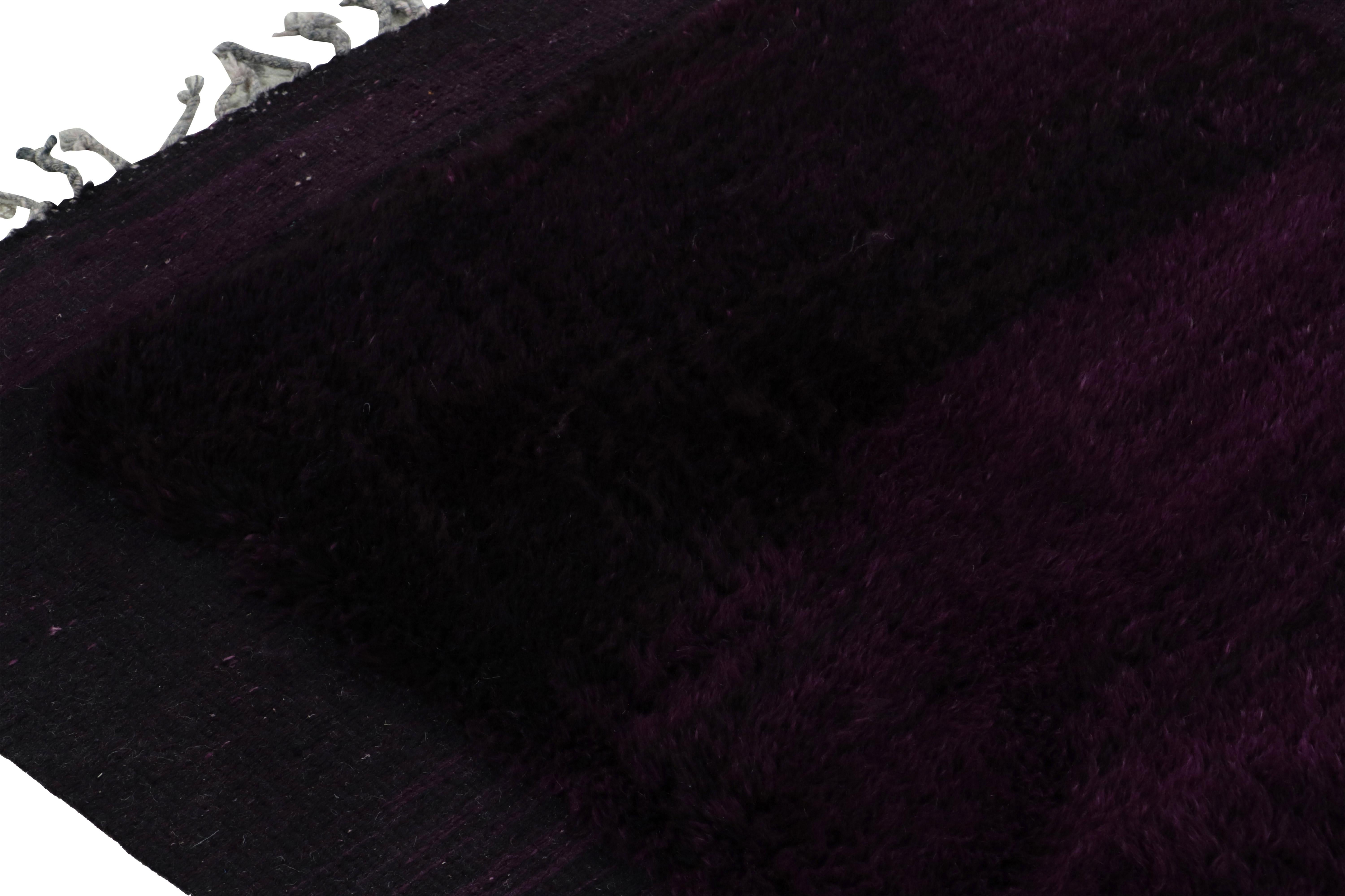 Rug & Kilim’s Moroccan Rug with Purple Geometric Pattern in a High-Low Texture In New Condition For Sale In Long Island City, NY