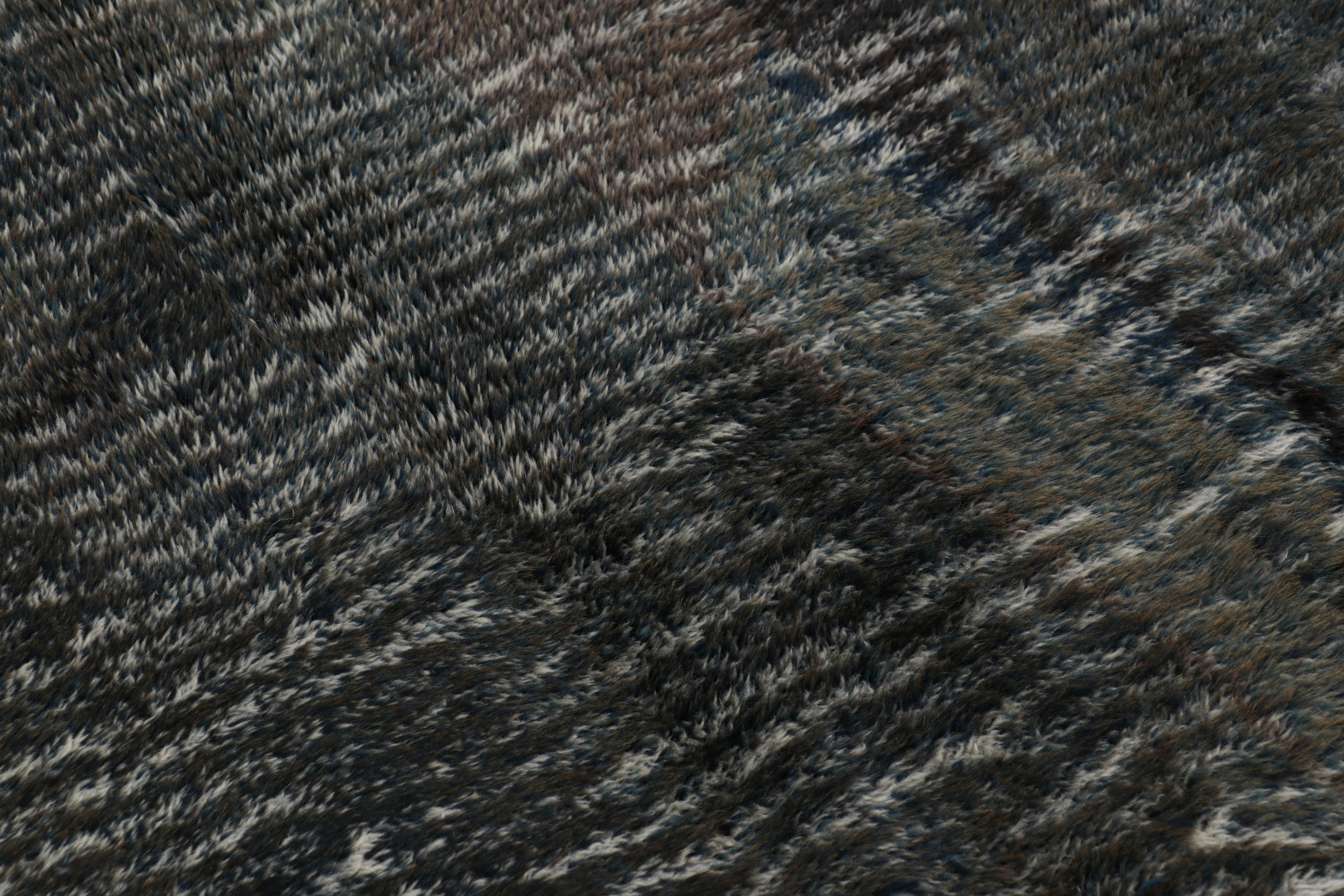 Rug & Kilim è un tappeto marocchino a strisce blu, grigie e nere. In condizioni Nuovo in vendita a Long Island City, NY