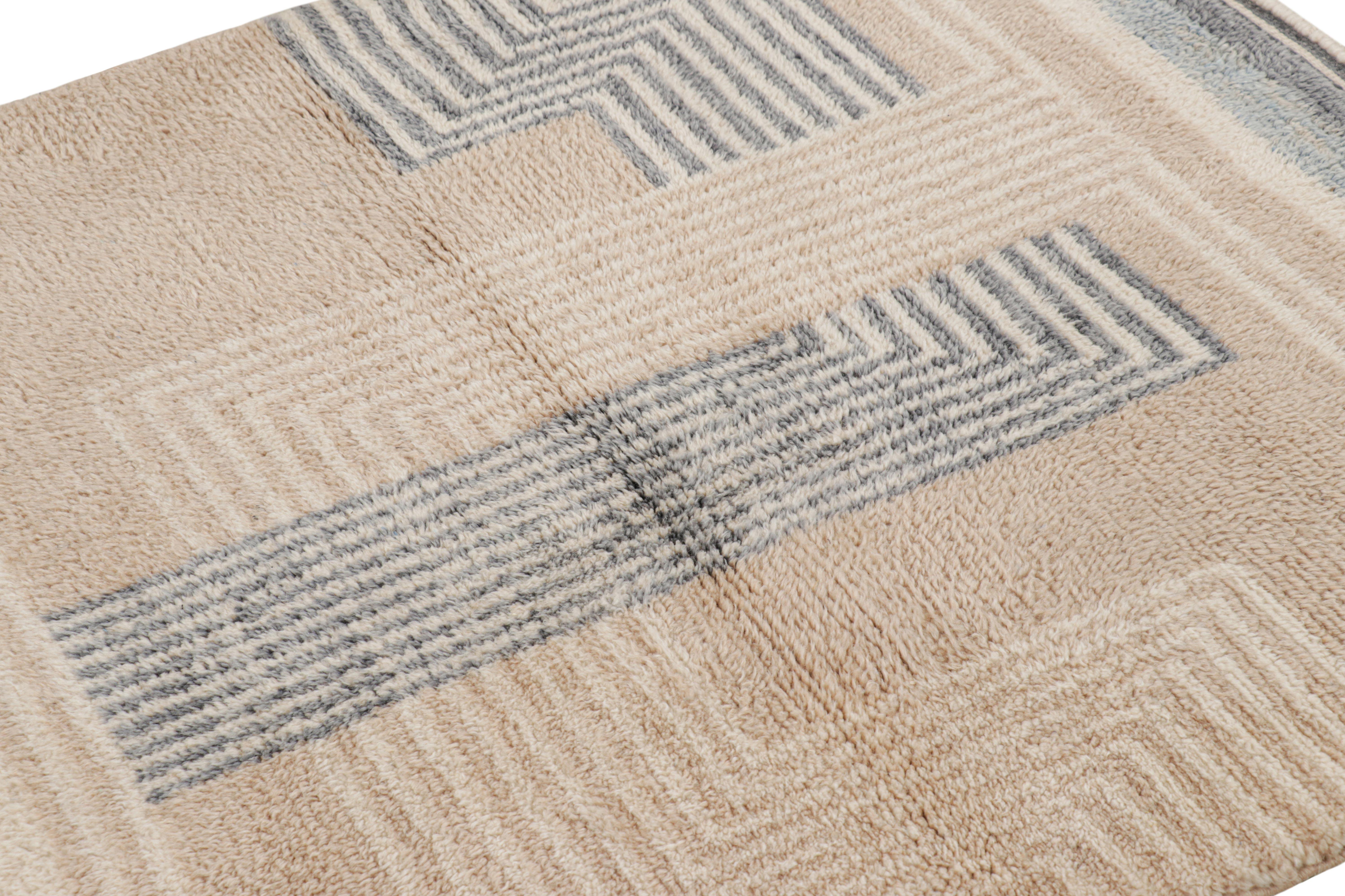 Made with hand-knotted wool and originating from Morocco, this square 4x4 Moroccan rug by Rug & Kilim represents an exciting new line of contemporary tribal rugs. Its design represents some of the most devoted nomadic weavers in rural Morocco today,
