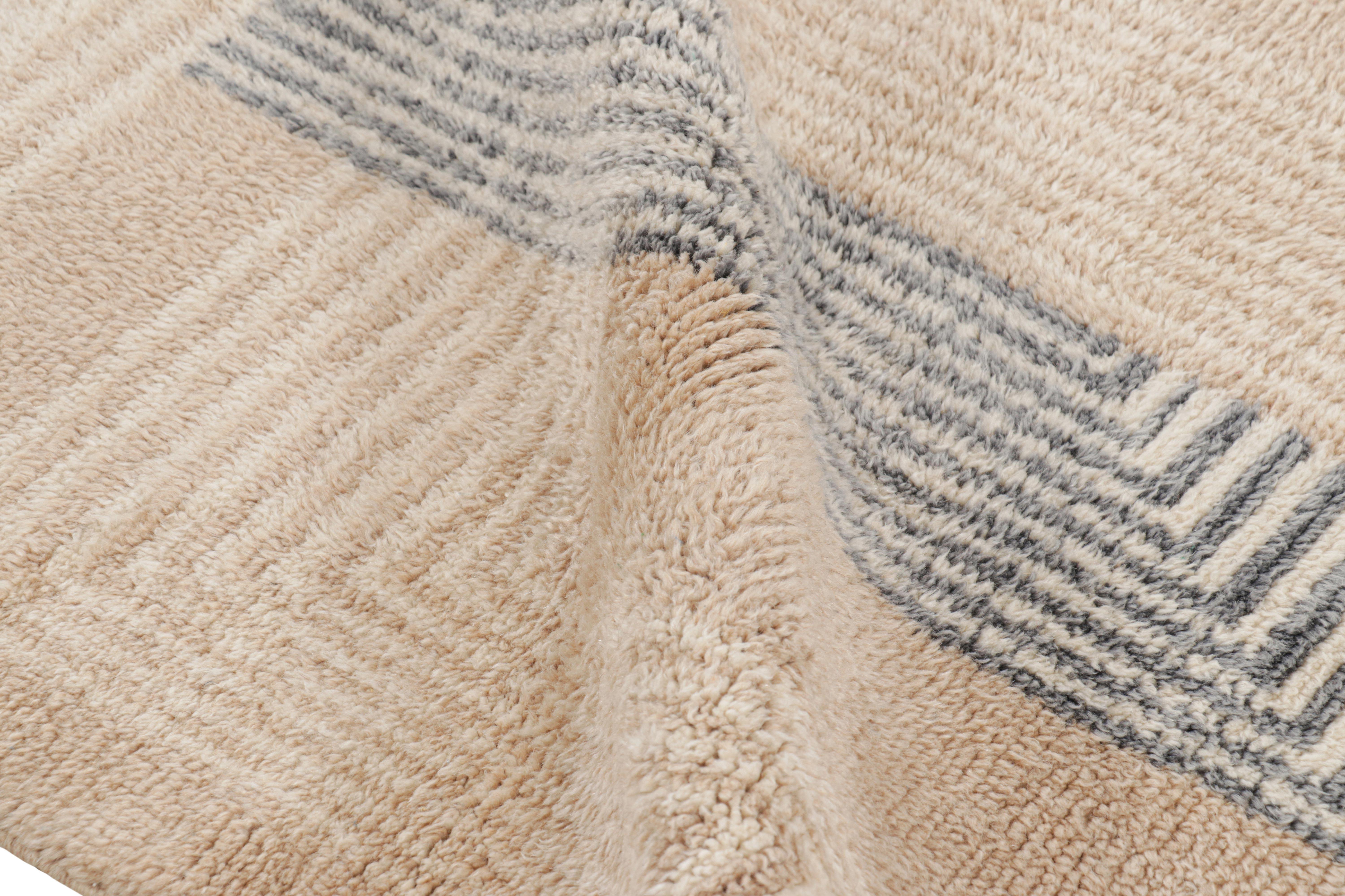 Modern Rug & Kilim’s Moroccan Square Rug in Brown with Deco Geometric Patterns For Sale