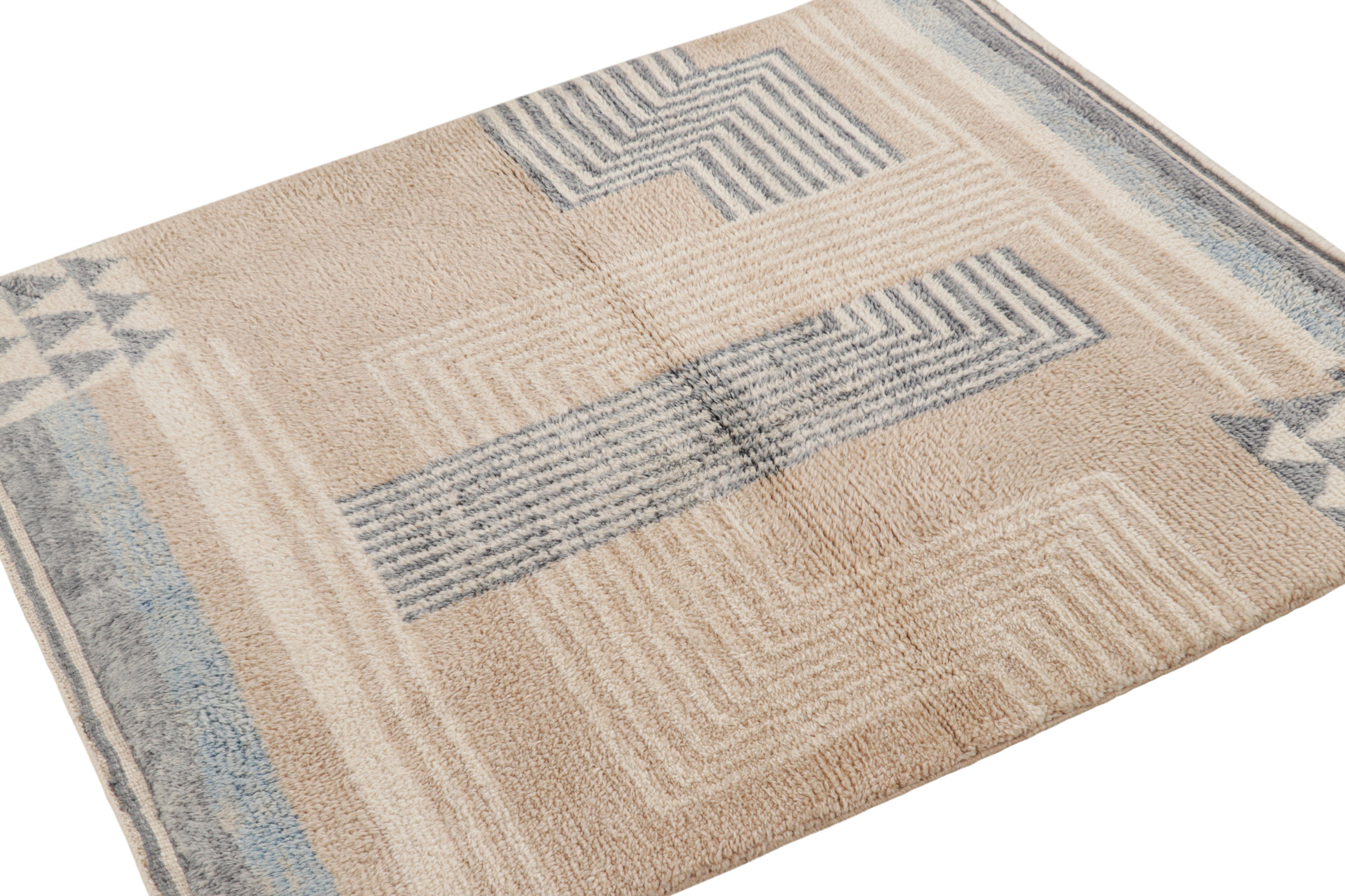 Rug & Kilim’s Moroccan Square Rug in Brown with Deco Geometric Patterns In New Condition For Sale In Long Island City, NY