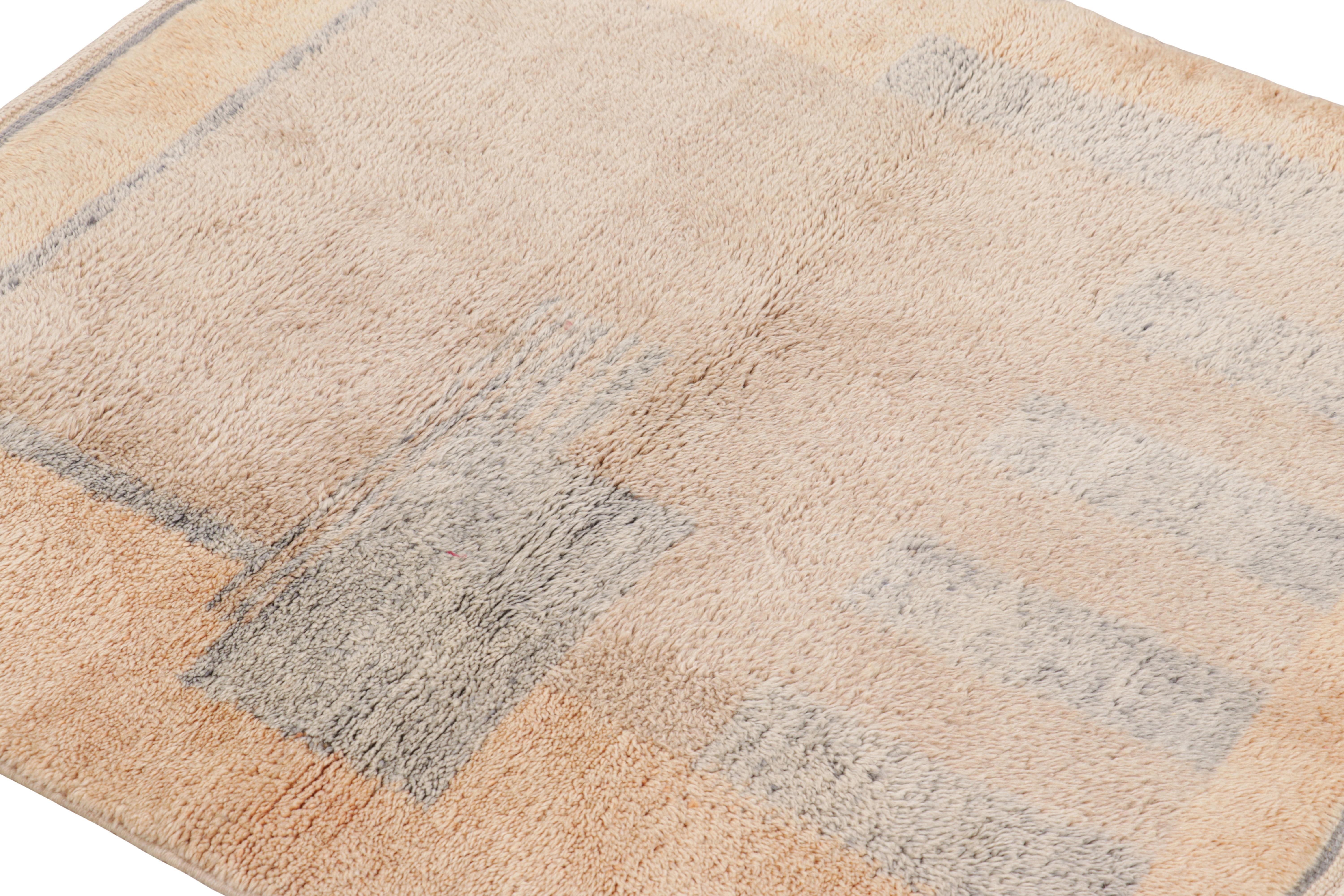 Made with hand-knotted wool and originating from Morocco, this square 4x4 Moroccan rug by Rug & Kilim represents an exciting new line of contemporary tribal rugs. Its design represents some of the most devoted nomadic weavers in rural Morocco today,
