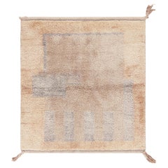 Tappeto quadrato marocchino Rug & Kilim con motivi geometrici marroni e blu