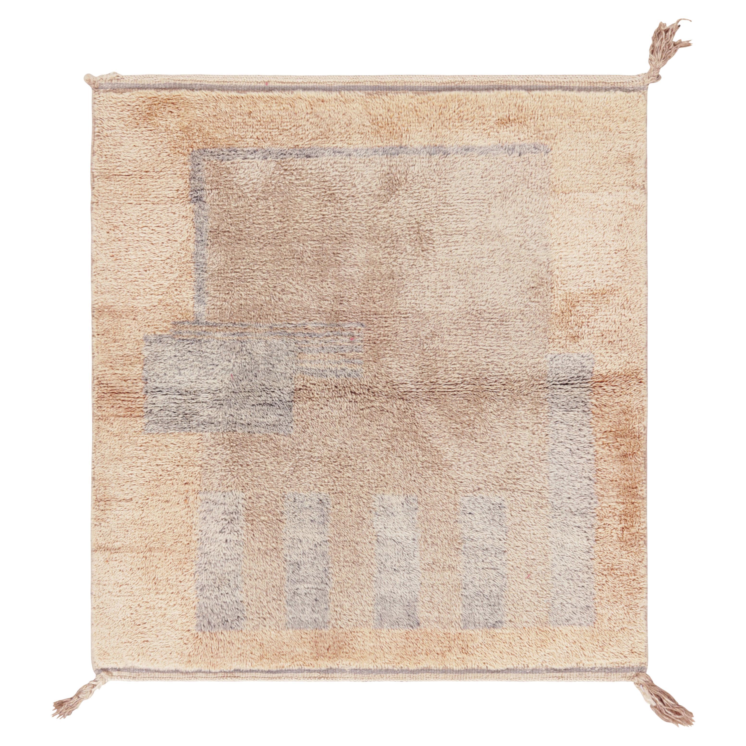 Rug 
Kilim’s Moroccan Square Rug with Brown and Blue Geometric Patterns