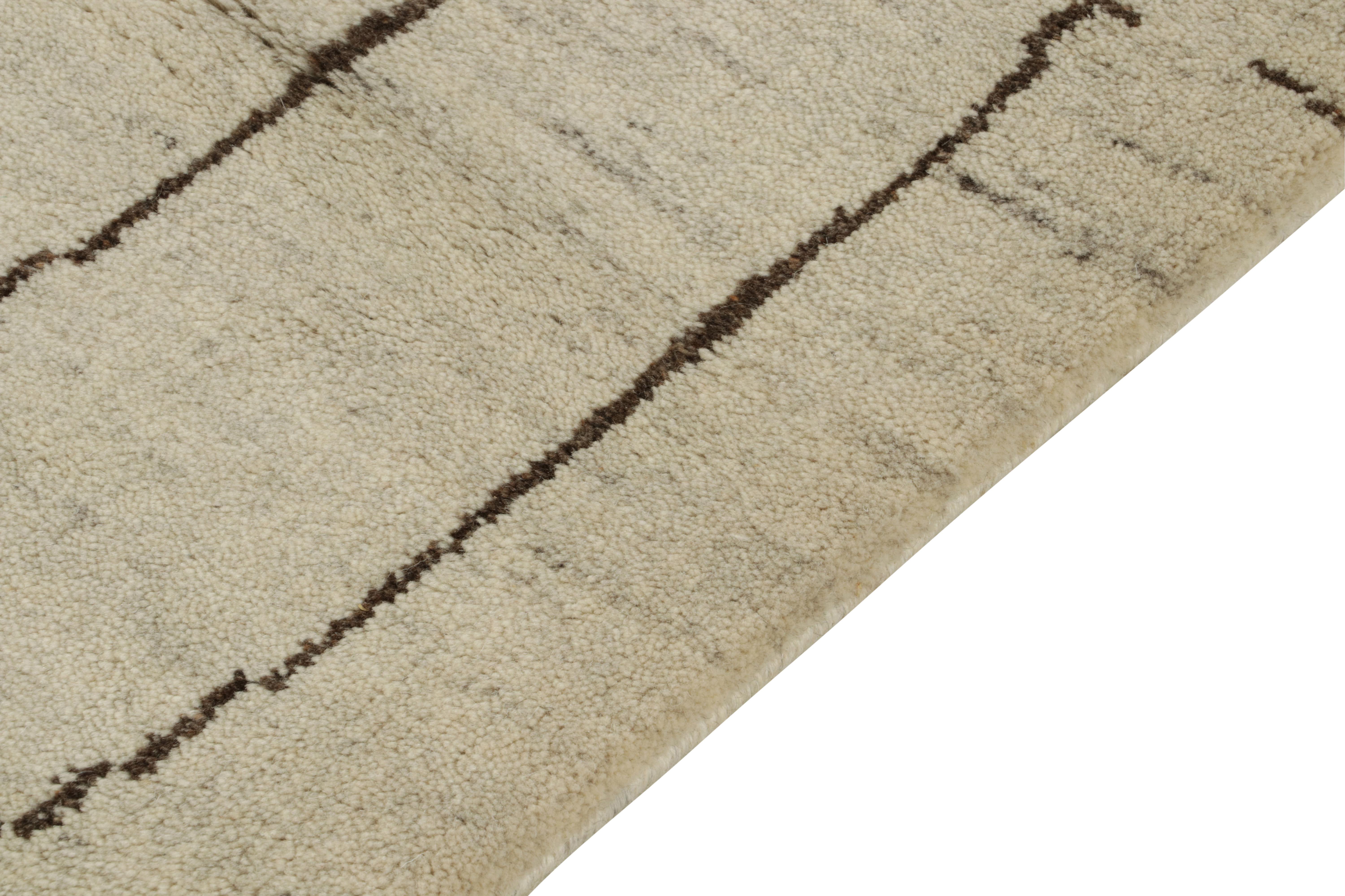 Indian Rug & Kilim's Moroccan Style Contemporary Rug in Beige & Brown For Sale