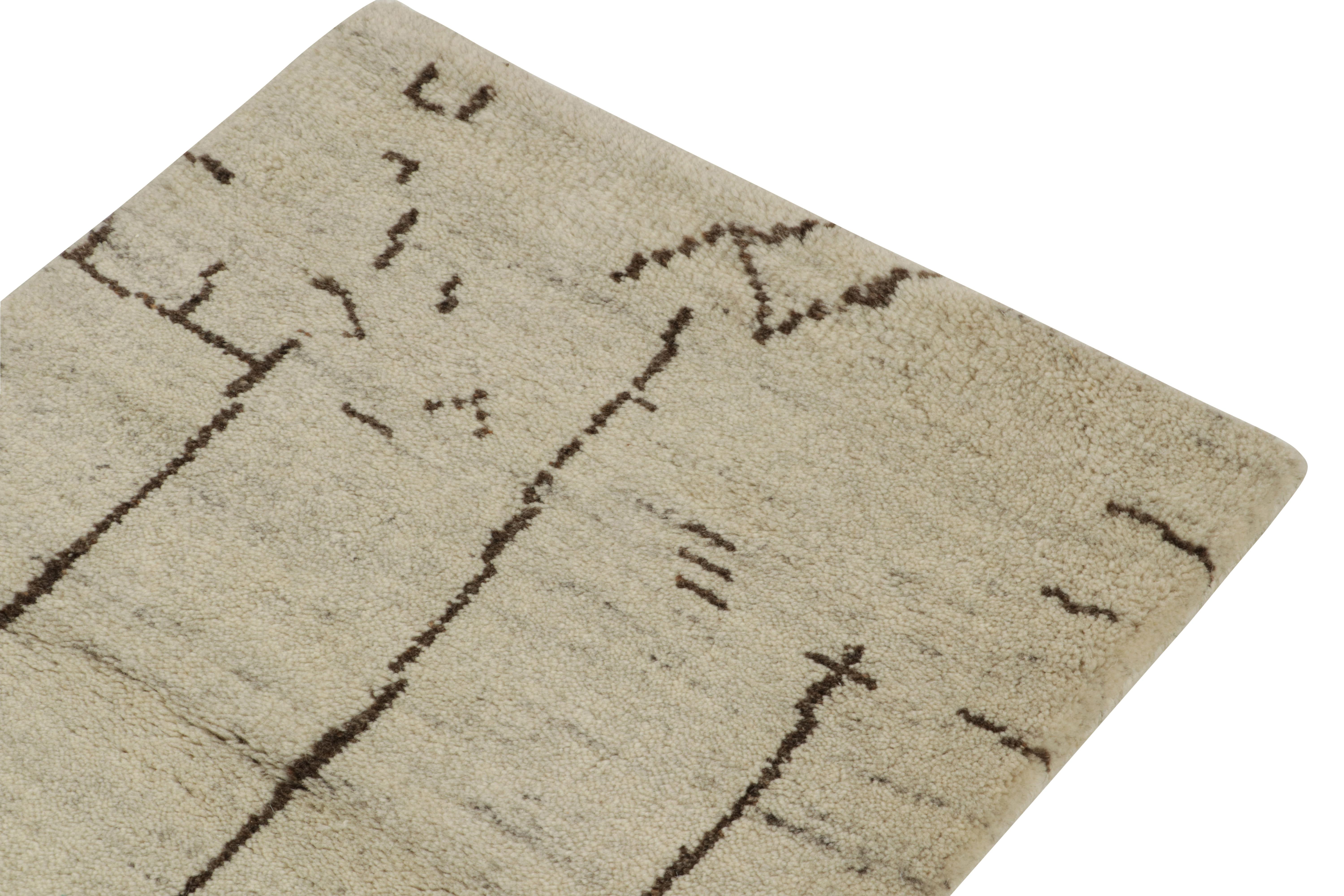 Hand-Knotted Rug & Kilim's Moroccan Style Contemporary Rug in Beige & Brown For Sale