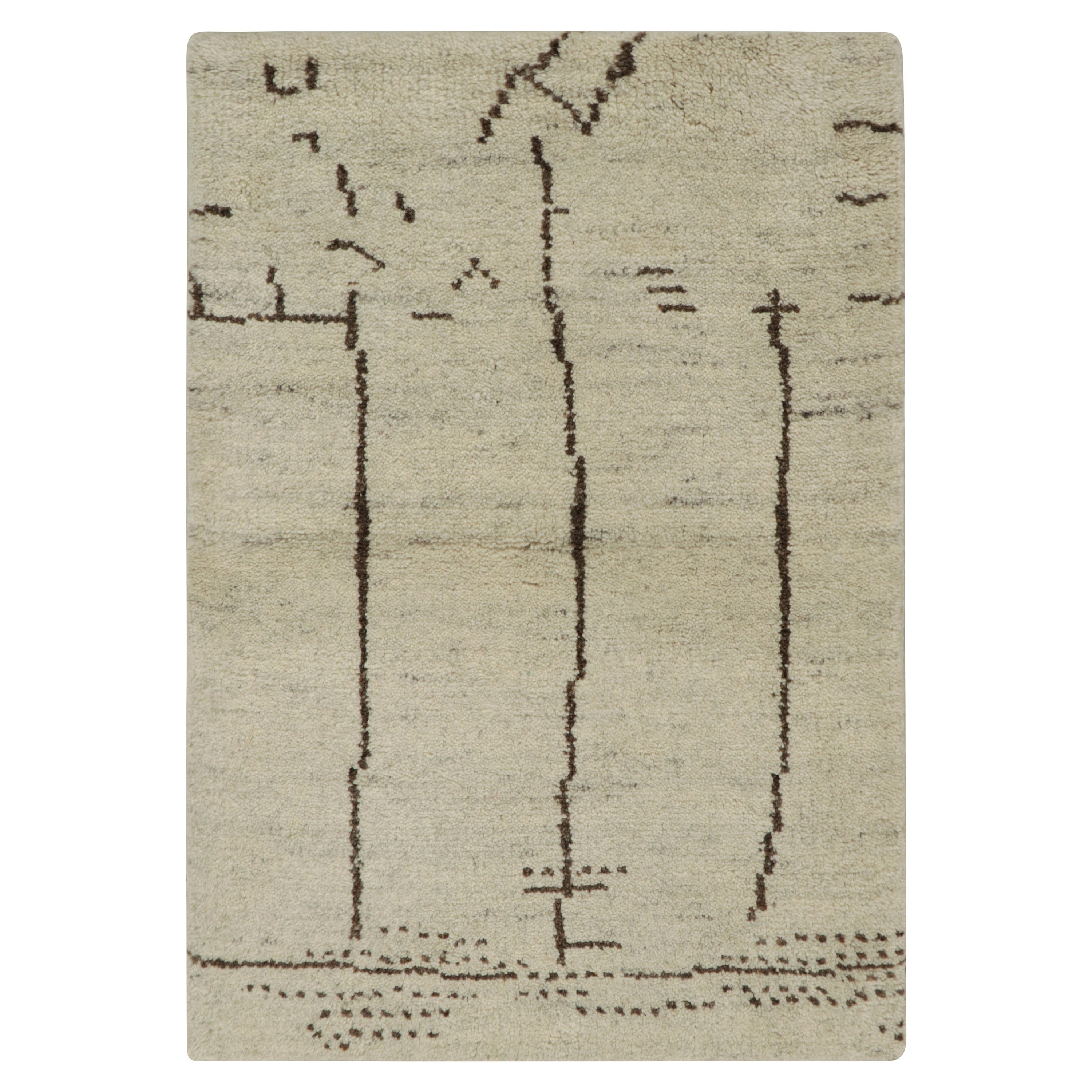 Rug & Kilim's Moroccan Style Contemporary Rug in Beige & Brown For Sale
