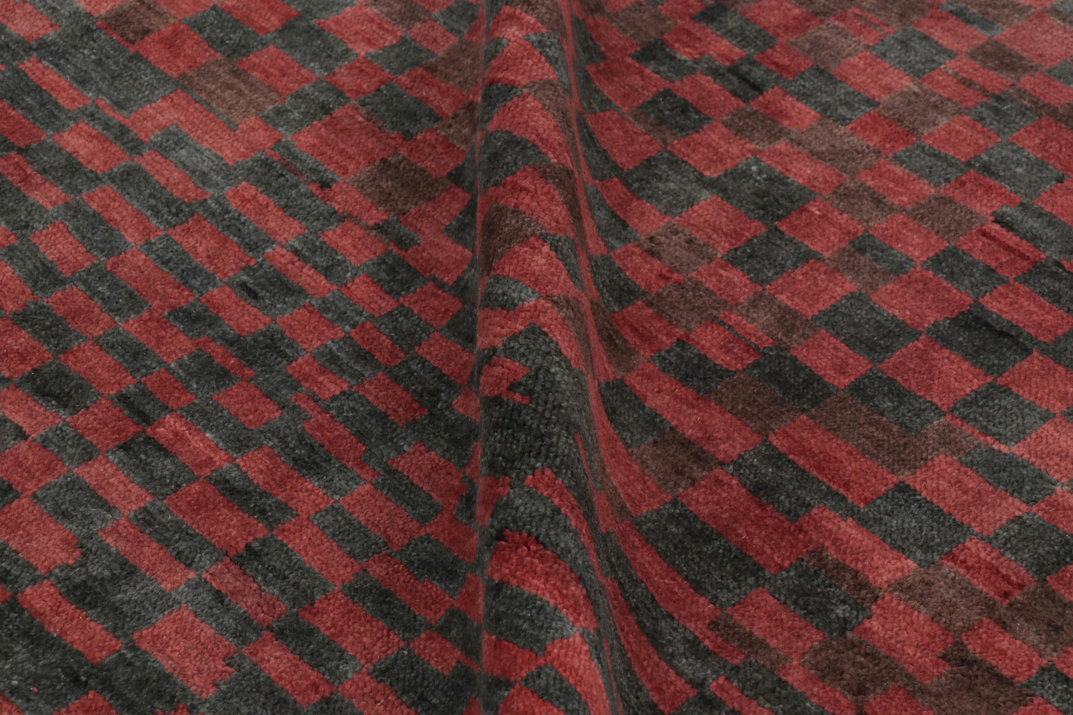 Rug & Kilim’s Moroccan Style Custom Rug Design, Red and Black Geometric Patterns For Sale 1
