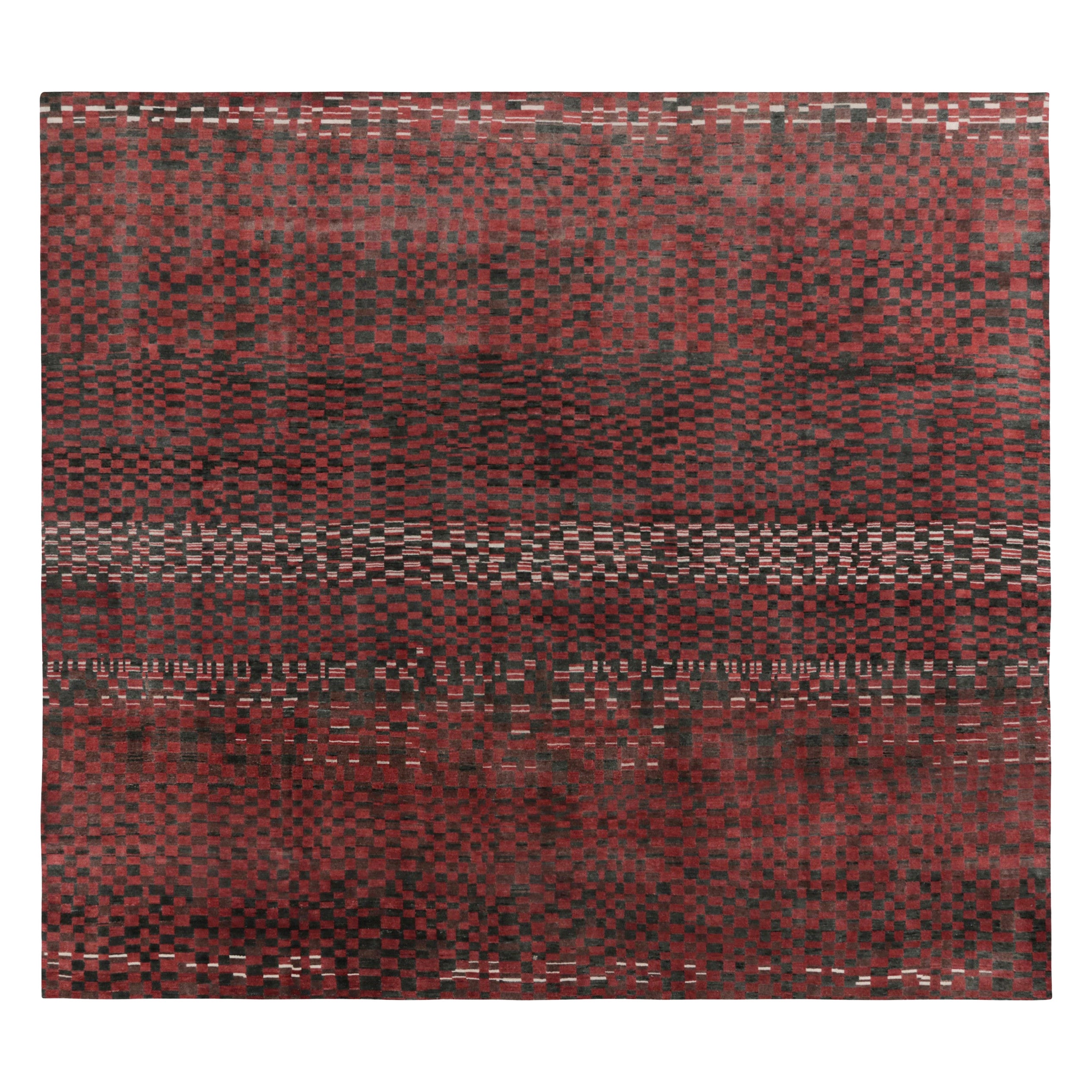 Rug 
Kilim
s Marokkanisches Design, Rote und Schwarze Geometrische Patterns im Angebot