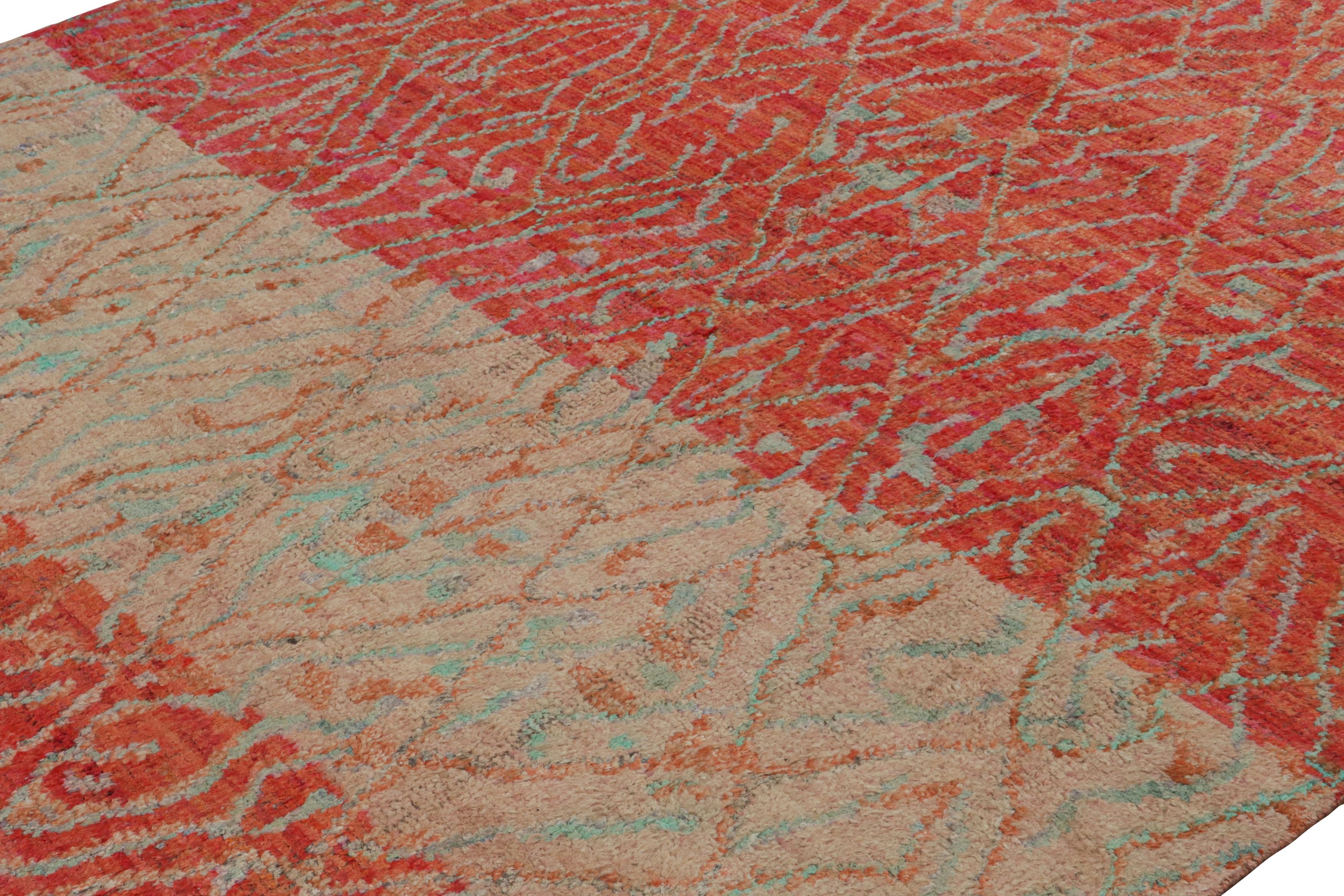 Indian Rug & Kilim’s Moroccan Style Gallery Runner in Red with Geometric Patterns For Sale