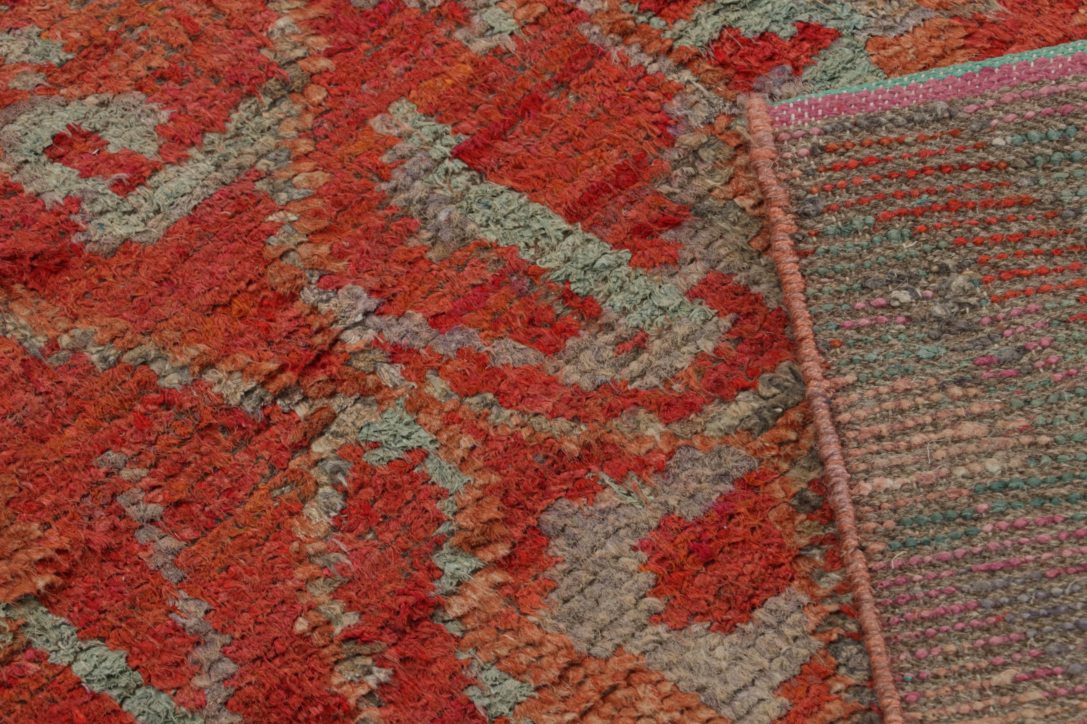 Contemporary Rug & Kilim’s Moroccan Style Gallery Runner in Red with Geometric Patterns For Sale