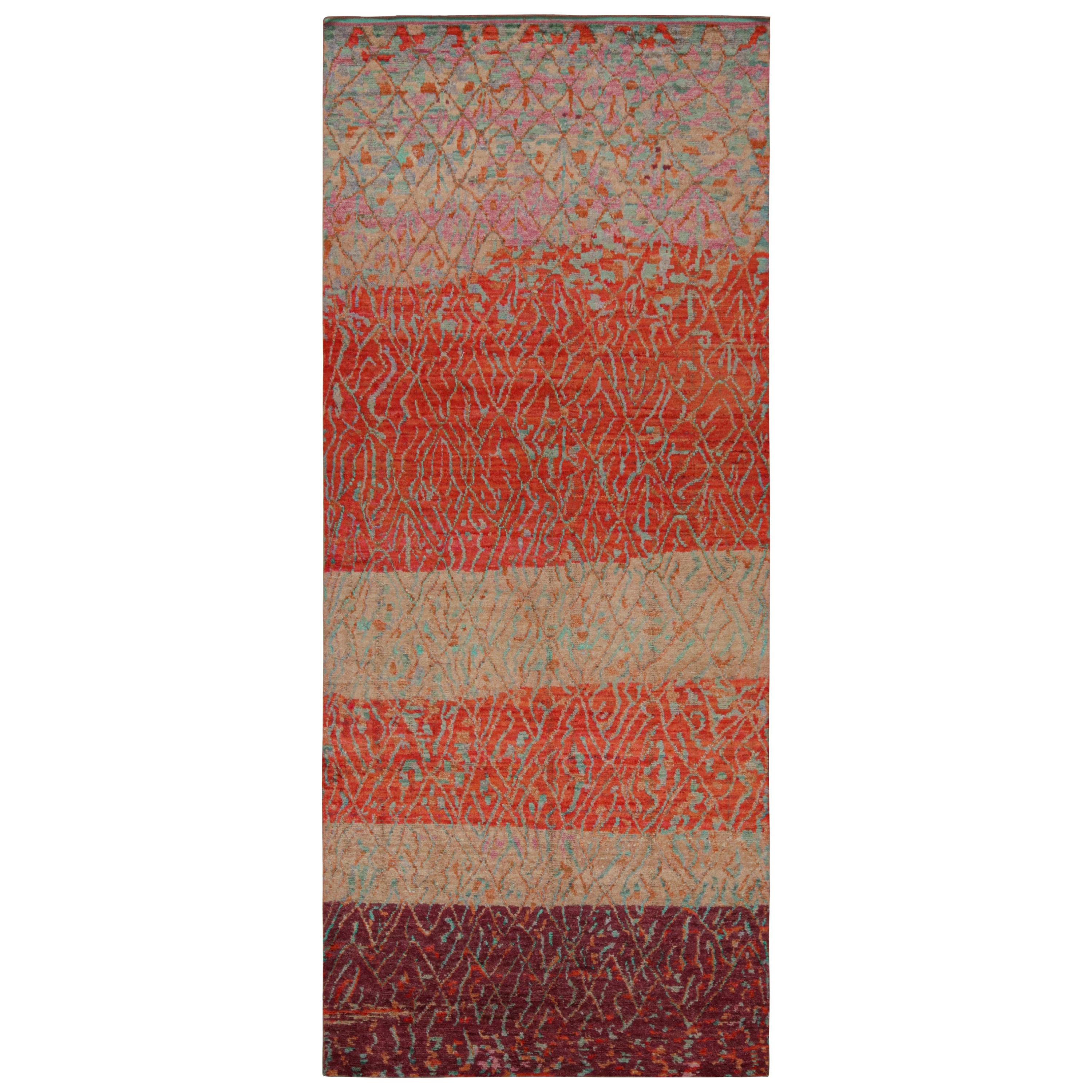 Rug & Kilim’s Moroccan Style Gallery Runner in Red with Geometric Patterns