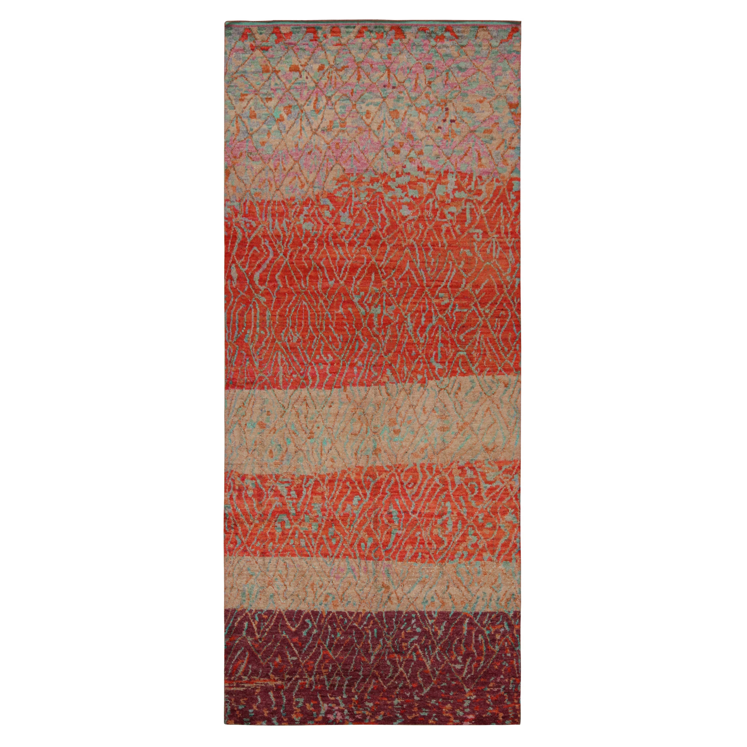 Rug & Kilim’s Moroccan Style Gallery Runner in Red with Geometric Patterns