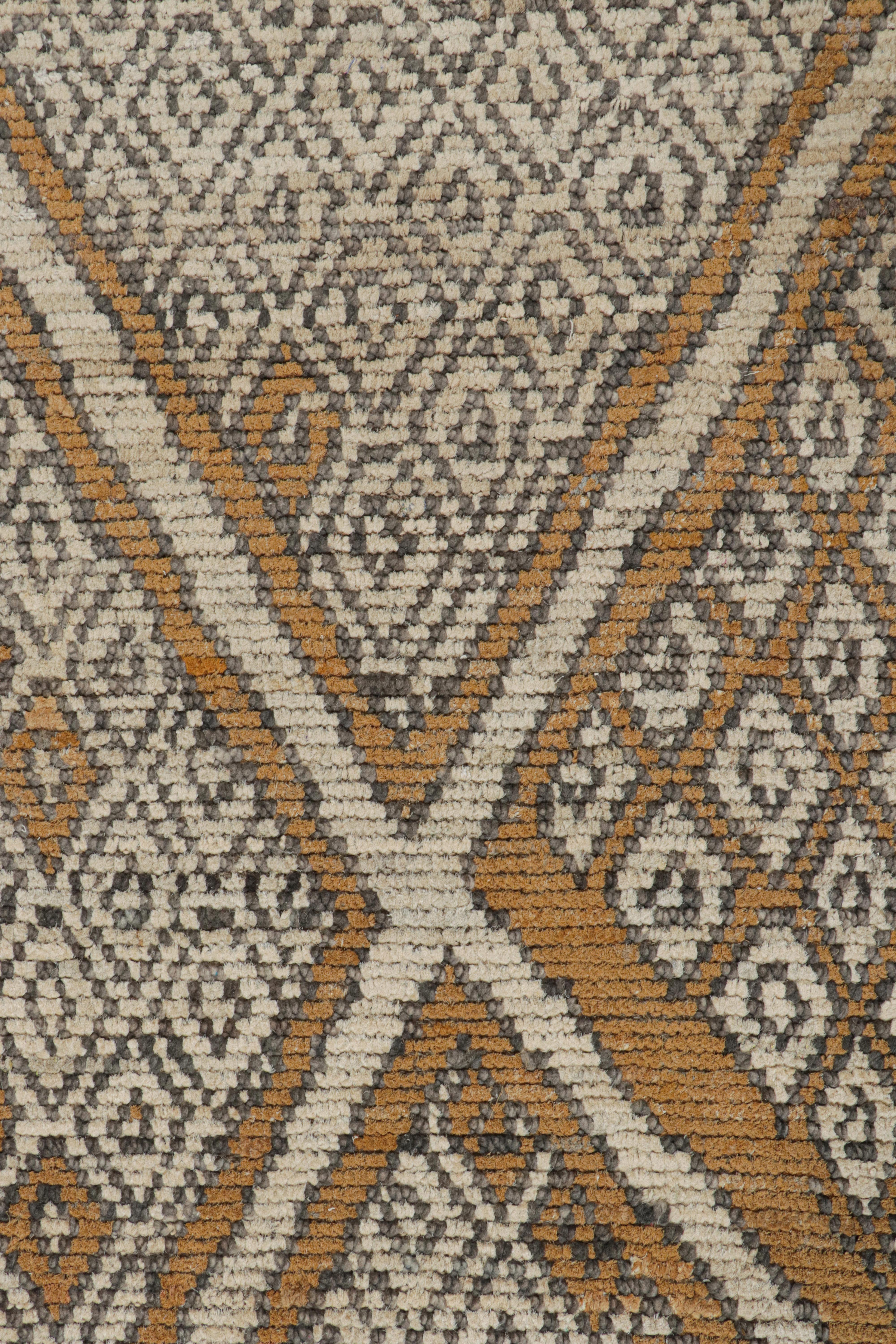 Rug & Kilim’s Moroccan Style Rug in Auburn Orange and White Diamond Patterns In New Condition For Sale In Long Island City, NY