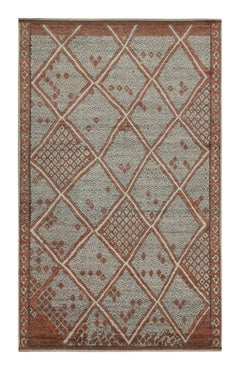 Rug & Kilim’s Moroccan Style Rug in Auburn Red and Gray Diamond Patterns