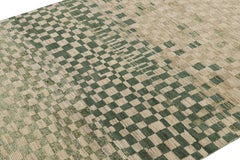 Rug & Kilim’s Moroccan Style Rug in Beige and Green, with Geometric Patterns