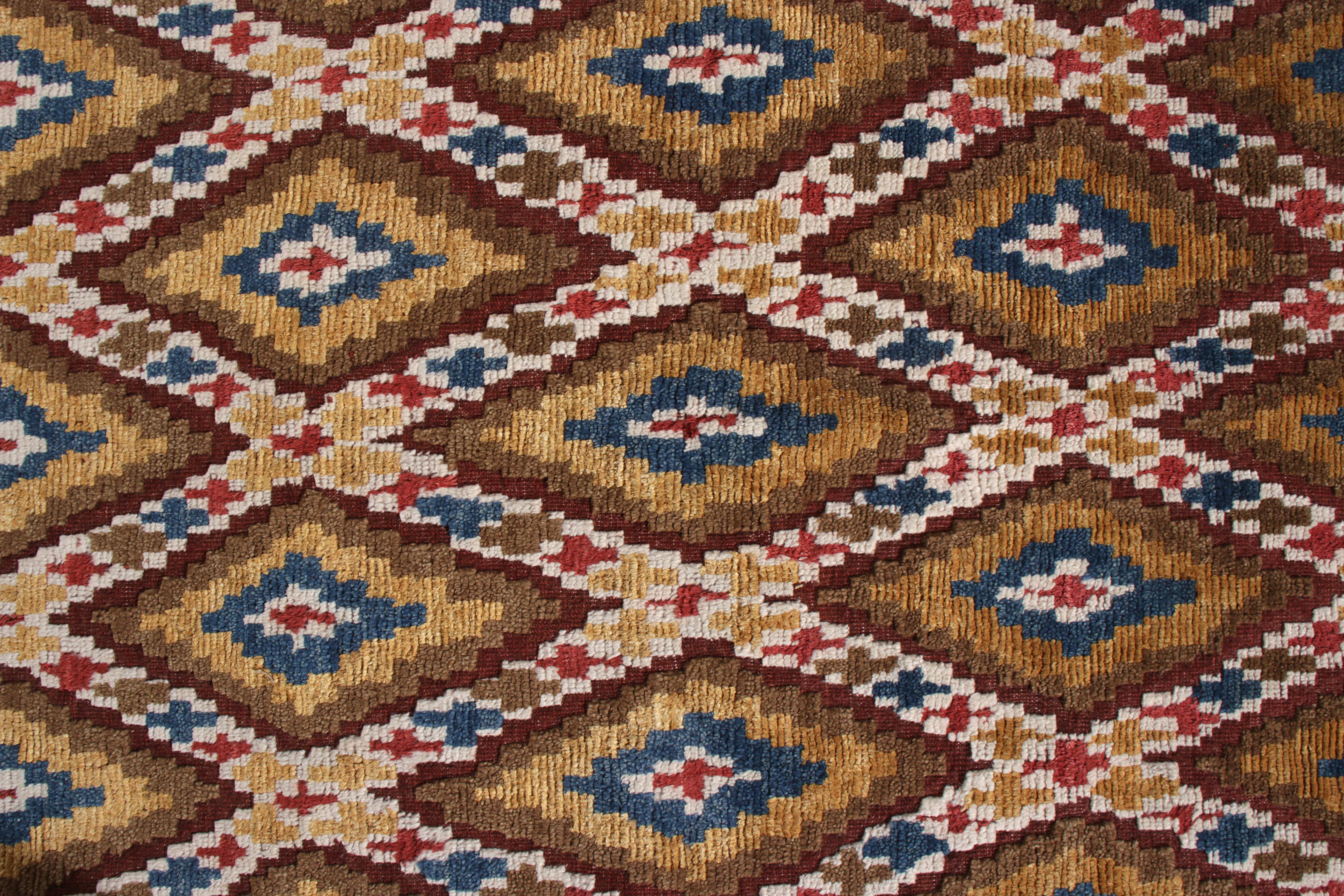 Indien Rug & Kilim's Tapis de style marocain en Beige-Brown All over Diamond Motif en vente