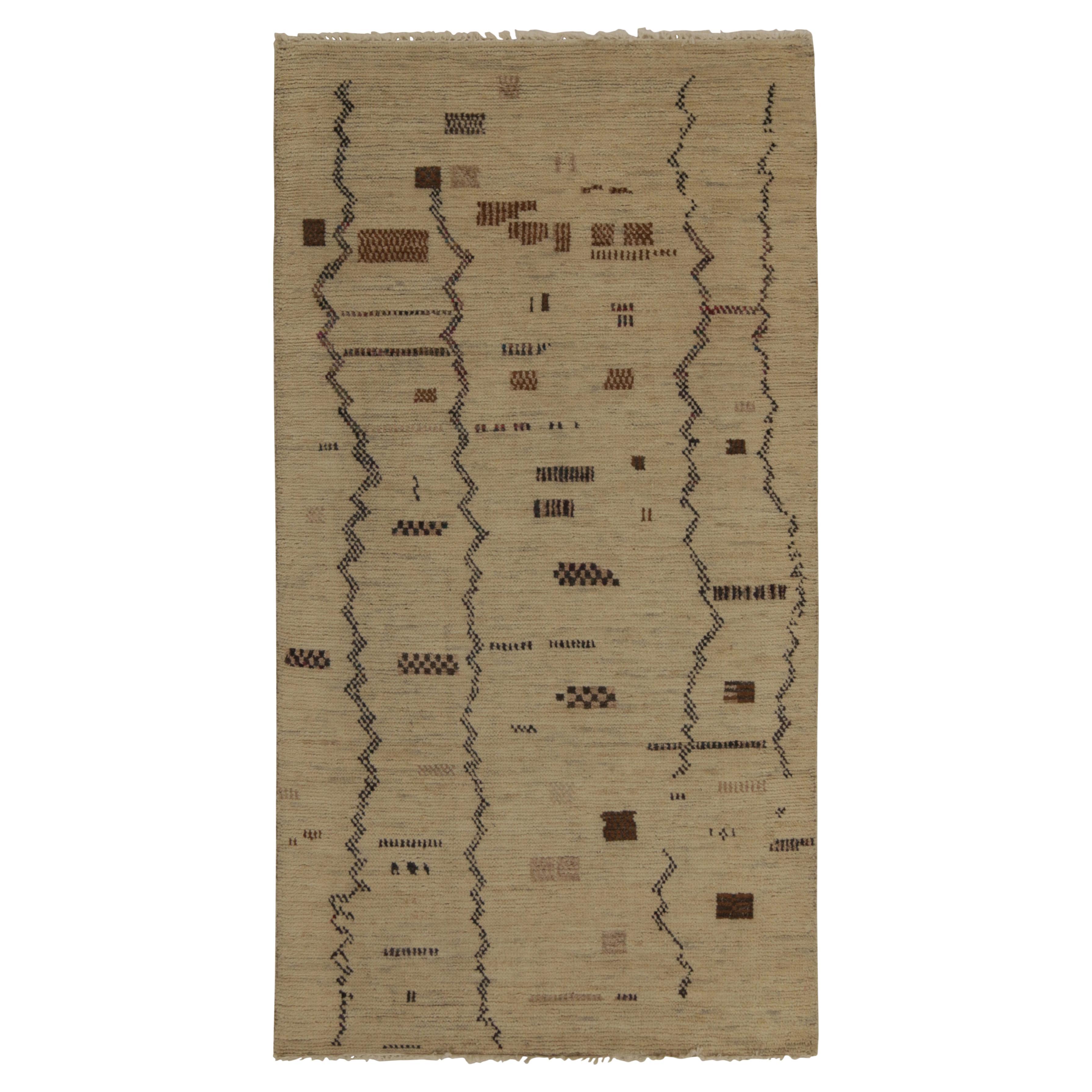 Rug and Kilim's Navajo Kilim Style Rug in Beige, Black and White