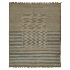 Rug 
Kilim’s Moroccan Style Rug in Beige-Brown and Blue Stripes and Chevrons