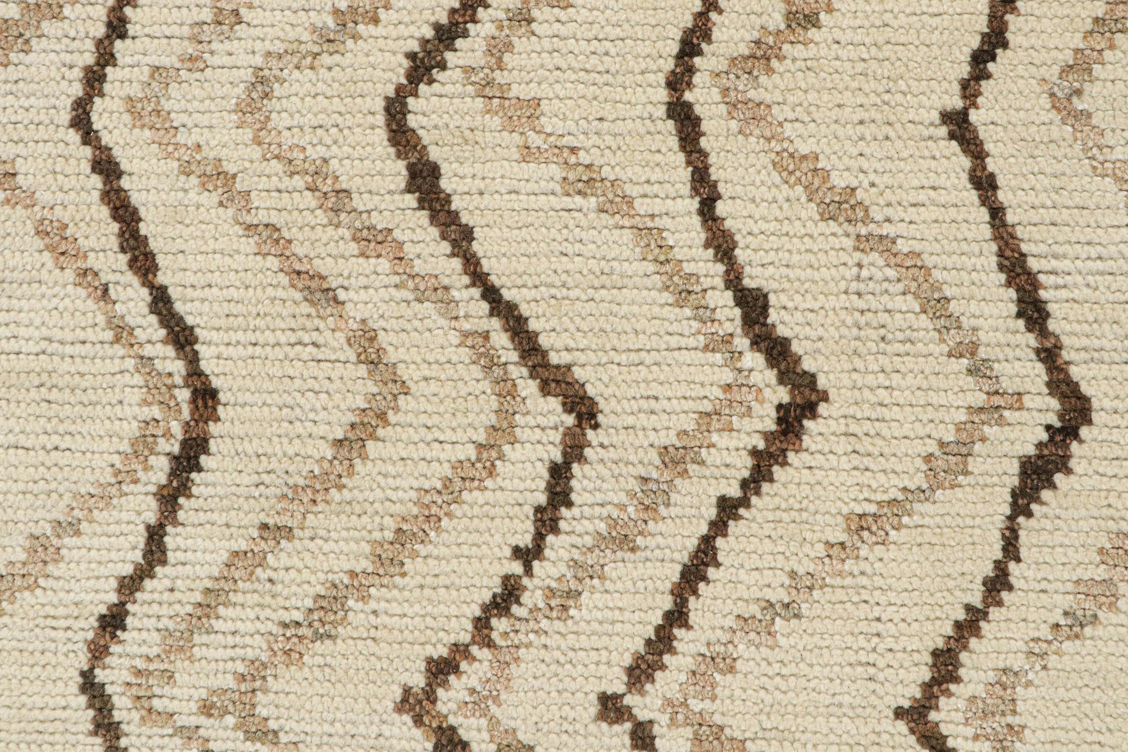 Rug & Kilim’s Moroccan Style Rug in Beige-Brown and Gold Geometric Patterns In New Condition For Sale In Long Island City, NY