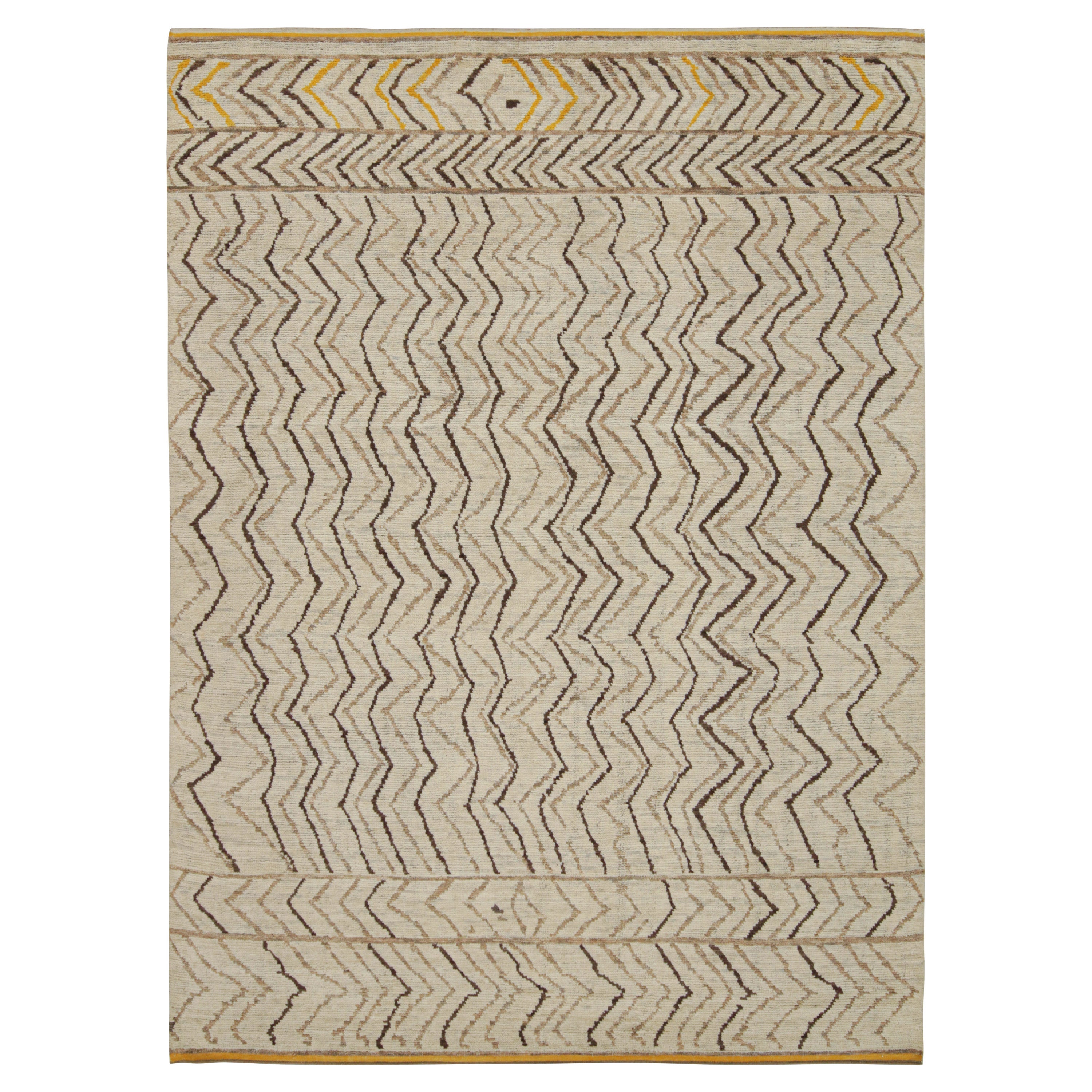 Tappeto in stile marocchino Rug & Kilim con motivi geometrici beige-marrone e oro