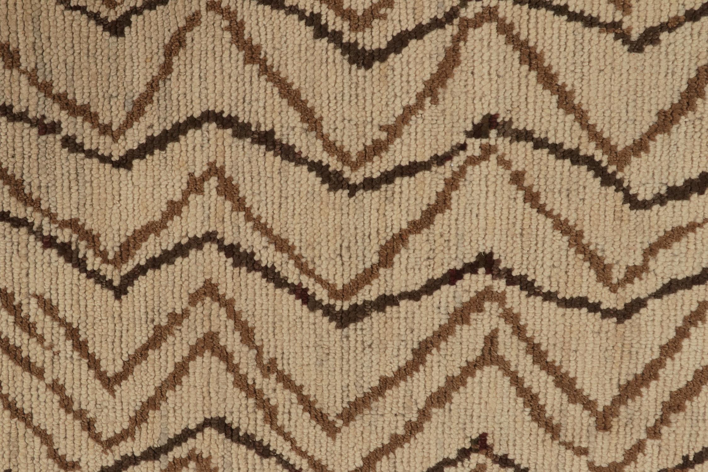 Rug & Kilim’s Moroccan Style Rug in Beige-Brown Chevrons with Gold Accents In New Condition For Sale In Long Island City, NY