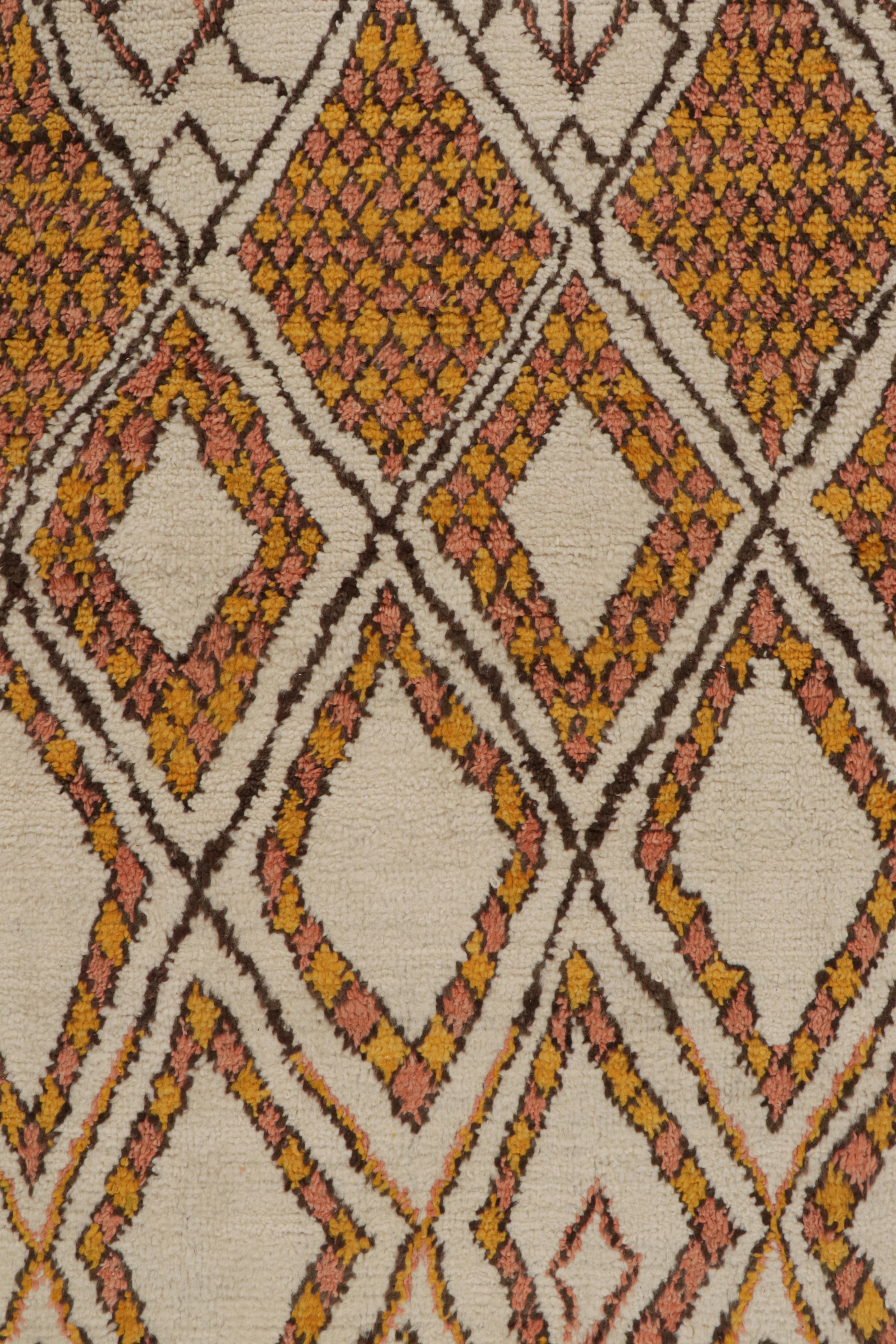 Rug & Kilim’s Moroccan Style Rug in Beige-Brown & Orange Geometric Patterns In New Condition For Sale In Long Island City, NY