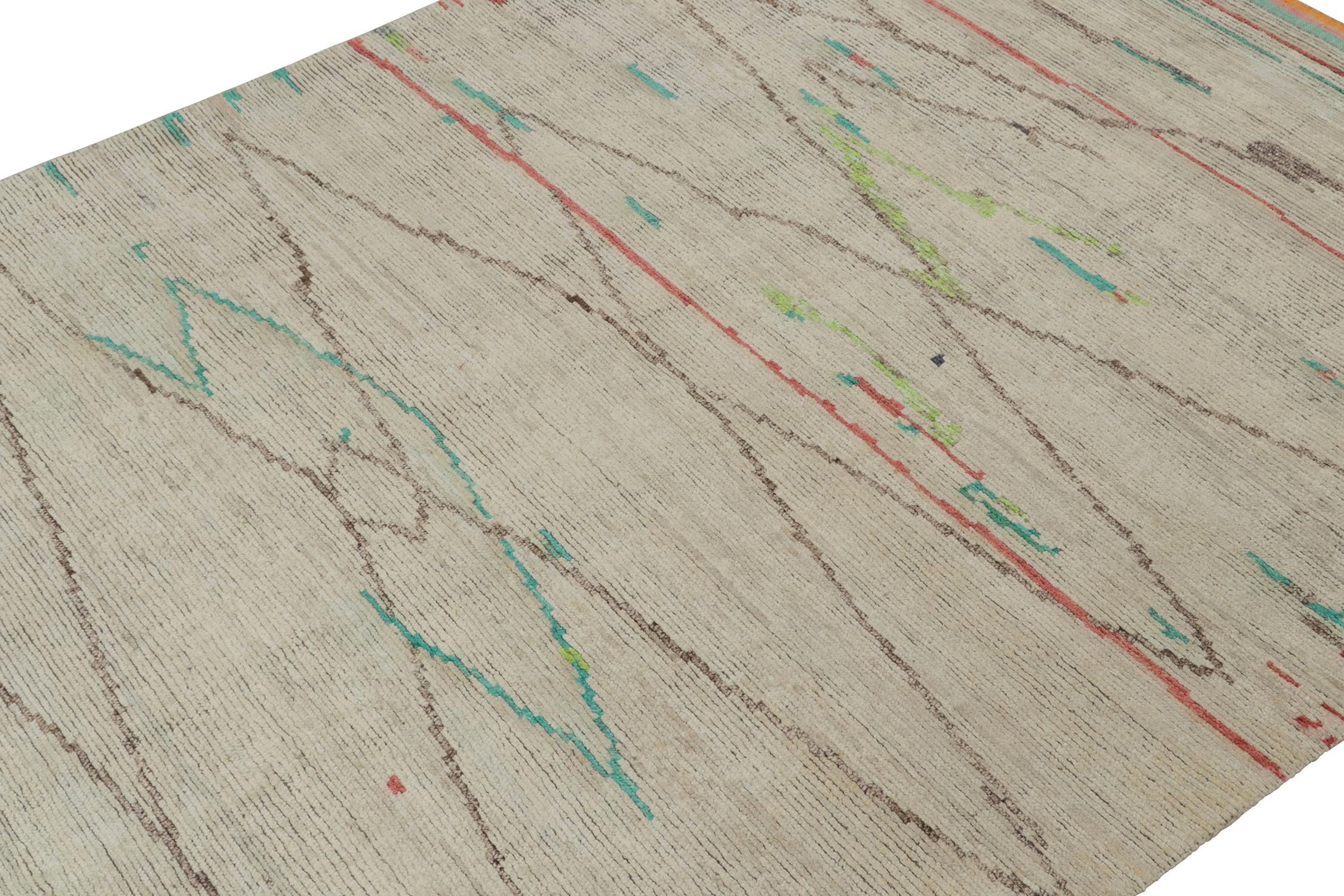 Alfombra de estilo marroquí Rug & Kilim con estampado geométrico beige-marrón, rojo y verde Indio en venta