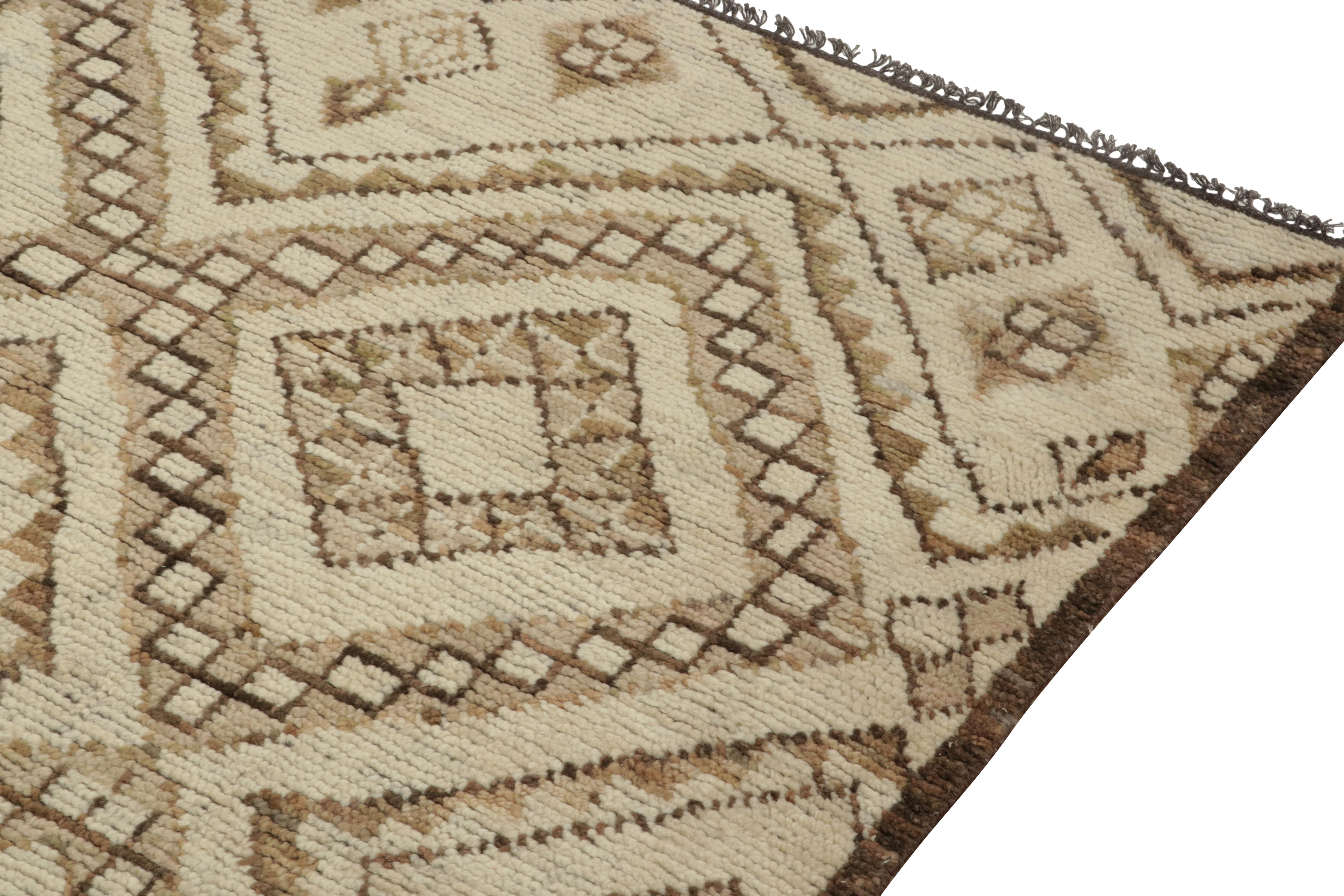 Rug & Kilim’s Moroccan Style Rug in Beige-Brown Tribal Geometric Patterns In New Condition For Sale In Long Island City, NY