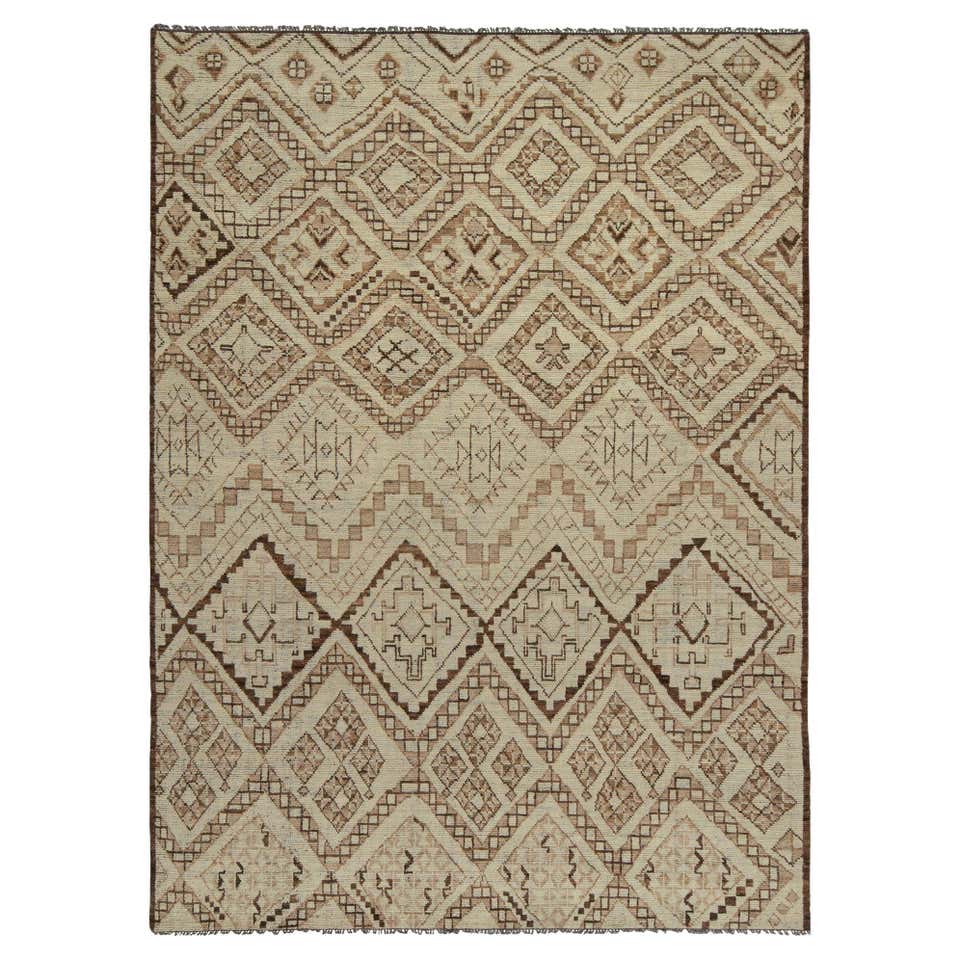 Rug and Kilim’s Tribal Style Rug in Beige-Brown with Vibrant Geometric ...