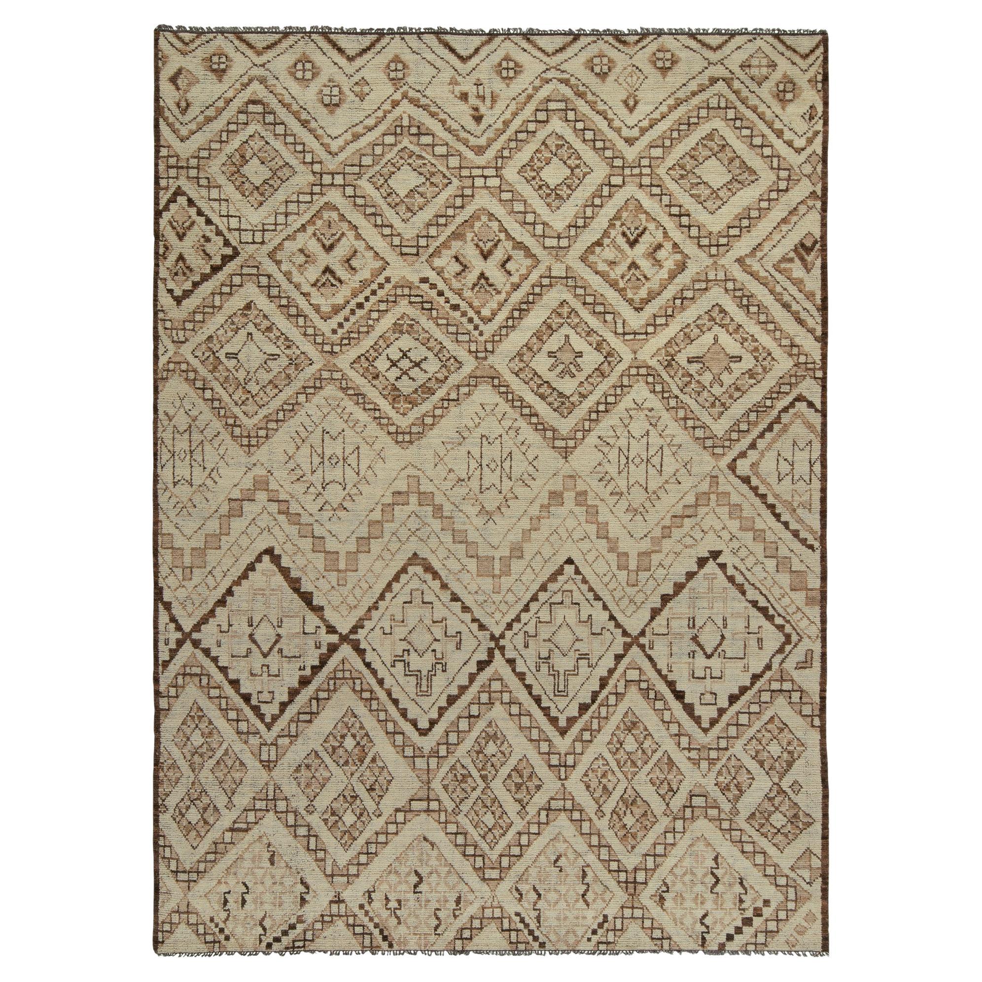 Rug & Kilim’s Moroccan Style Rug in Beige-Brown Tribal Geometric Patterns