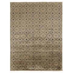 Tapis de style marocain de Rug & Kilim en beige-brun avec motif de treillis noir