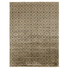 Rug & Kilim’s Moroccan style rug in Beige-Brown with Black Trellis Pattern