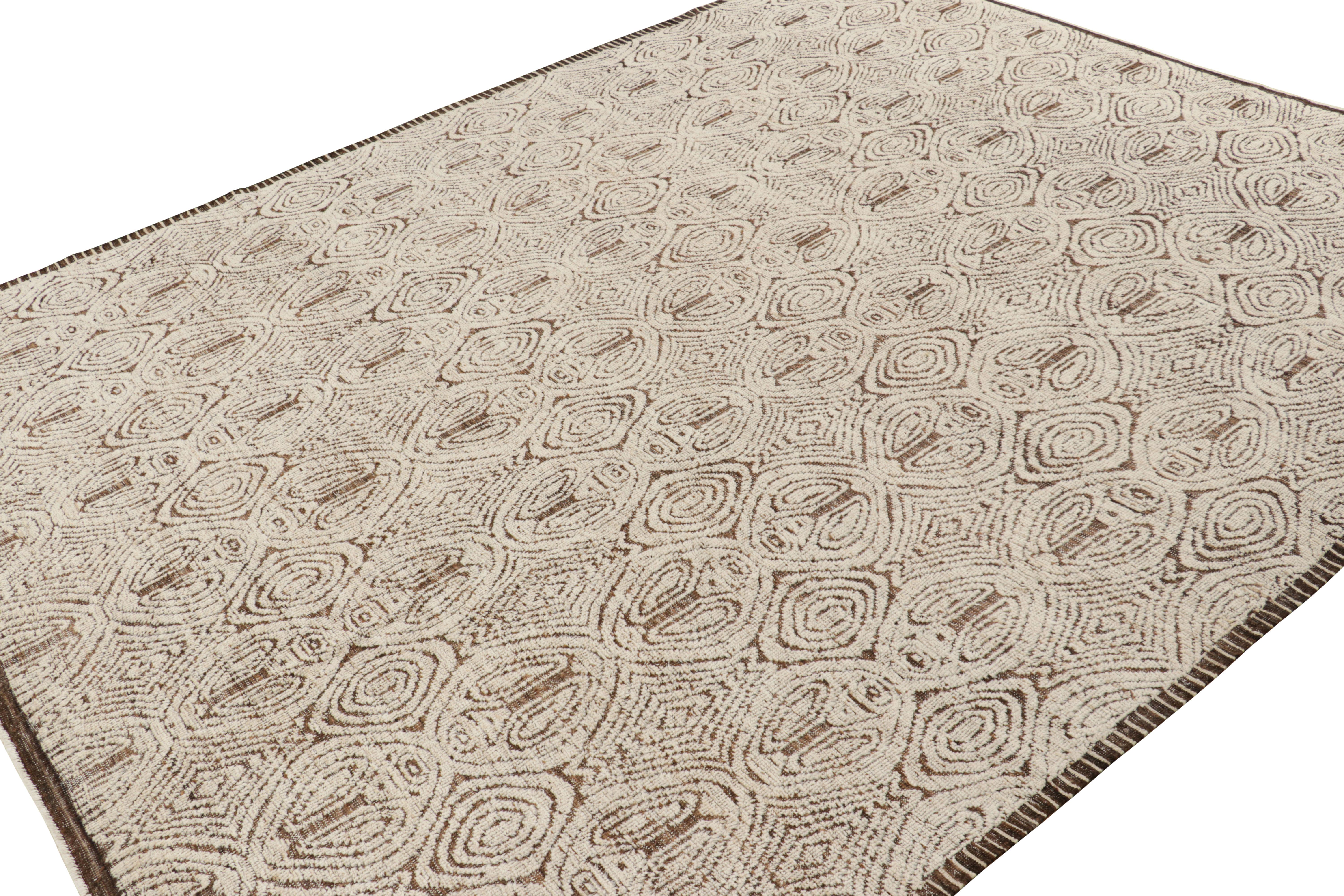 Pakistani Rug & Kilim’s Moroccan Style Rug in Beige-Brown with Geometric Patterns For Sale