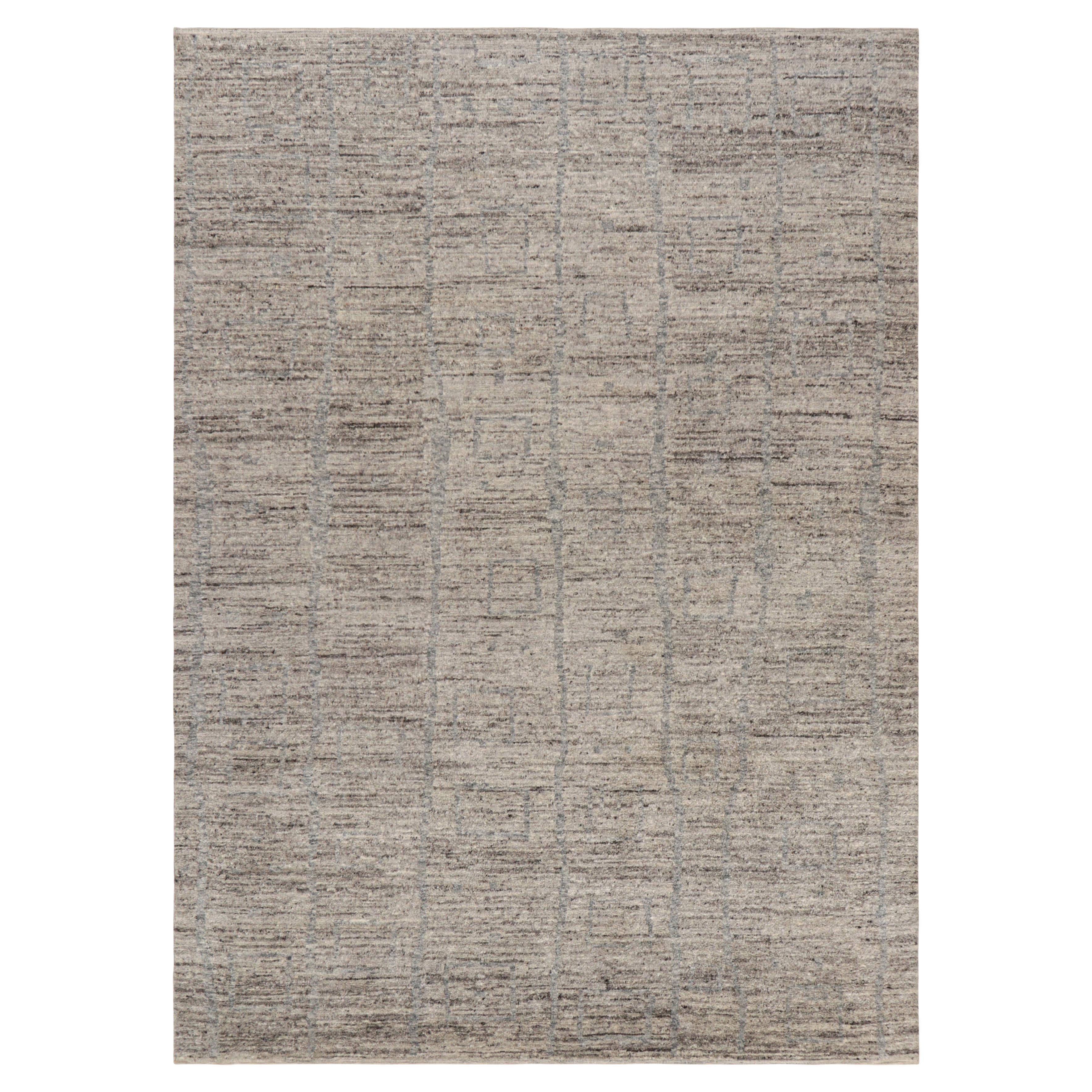 Rug & Kilim’s Moroccan Style Rug in Beige-Brown with Gray Geometric Patterns For Sale
