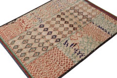 Rug & Kilim’s Moroccan Style Rug in Beige, Red and Blue Geometric Patterns