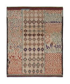 Rug & Kilim’s Moroccan Style Rug in Beige, Red and Blue Geometric Patterns