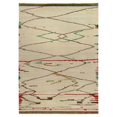 Rug & Kilim's Marokkanischer Teppich in Beige, Rot & Grün Geometrisches Muster