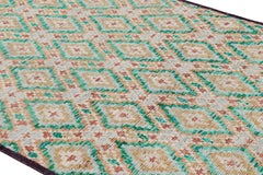 Rug & Kilim’s Moroccan Style Rug in Beige with Blue Geometric Diamond Patterns
