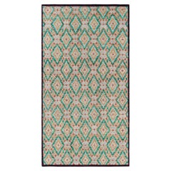 Rug & Kilim's Marokkanischer Teppich in Beige mit blauen geometrischen Rautenmustern