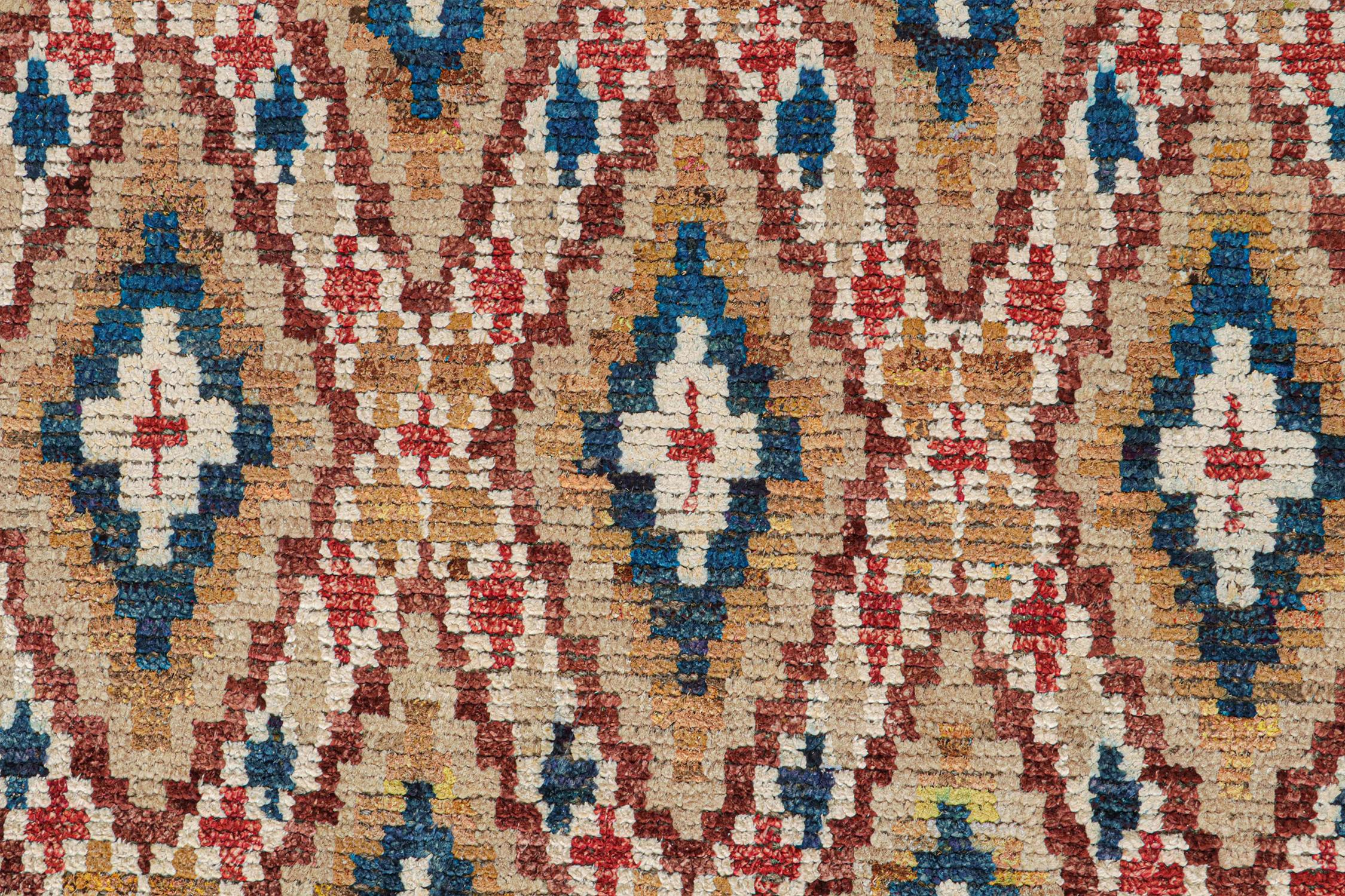 Rug & Kilim’s Moroccan Style Rug in Beige with Colorful Diamond Patterns In New Condition For Sale In Long Island City, NY