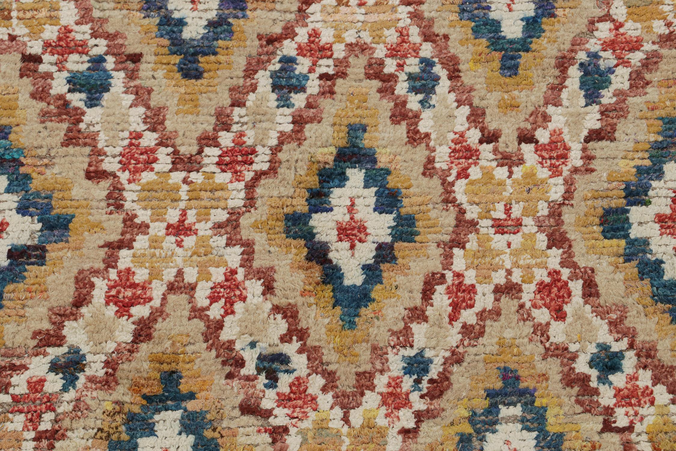 Rug & Kilim’s Moroccan Style Rug in Beige with Colorful Diamond Patterns In New Condition For Sale In Long Island City, NY