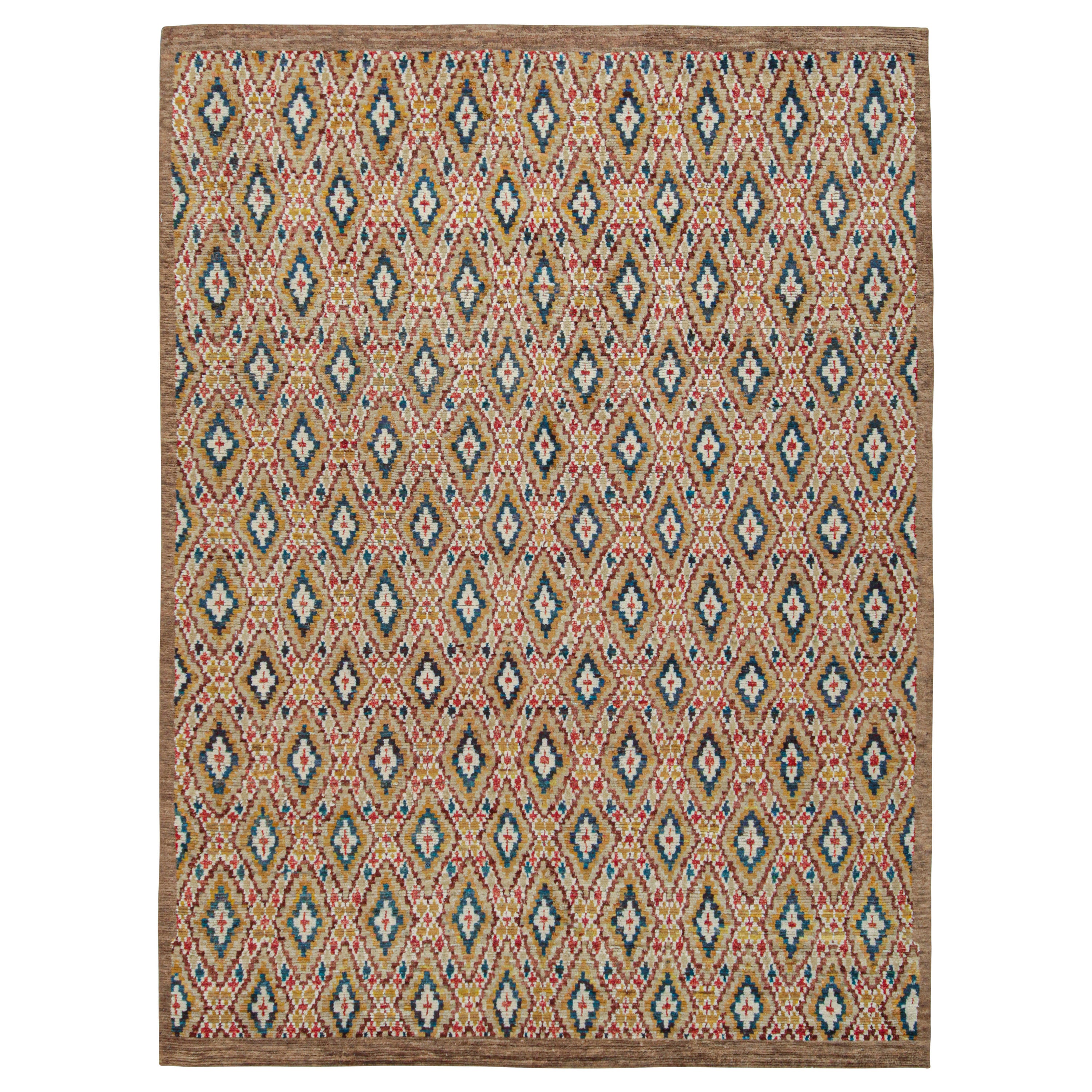Alfombra de estilo marroquí Rug & Kilim en beige con motivos de rombos de colores