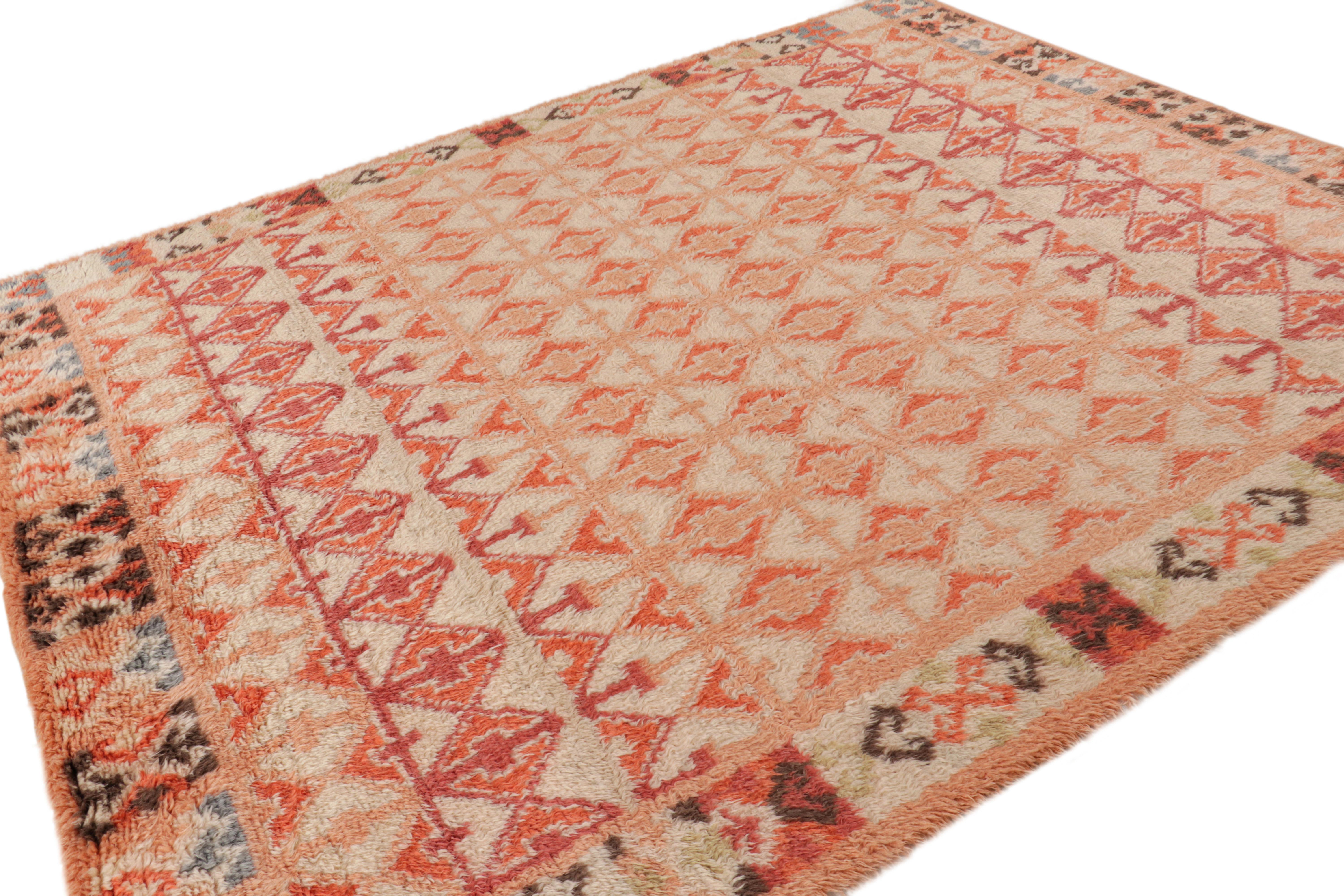 Hand-Knotted Rug & Kilim’s Moroccan Style Rug in Beige with Geometric Patterns For Sale